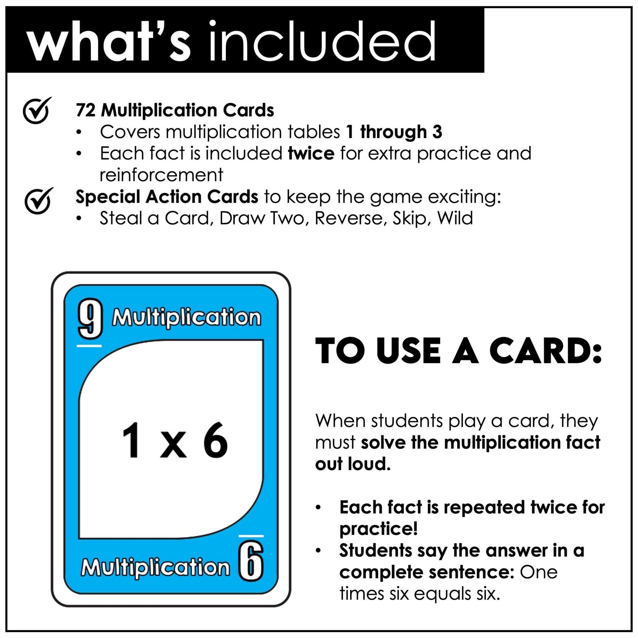 Multiplication Card Game | Times Tables 1 - 3 | Math Fact Fluency Practice - Hot Chocolate Teachables