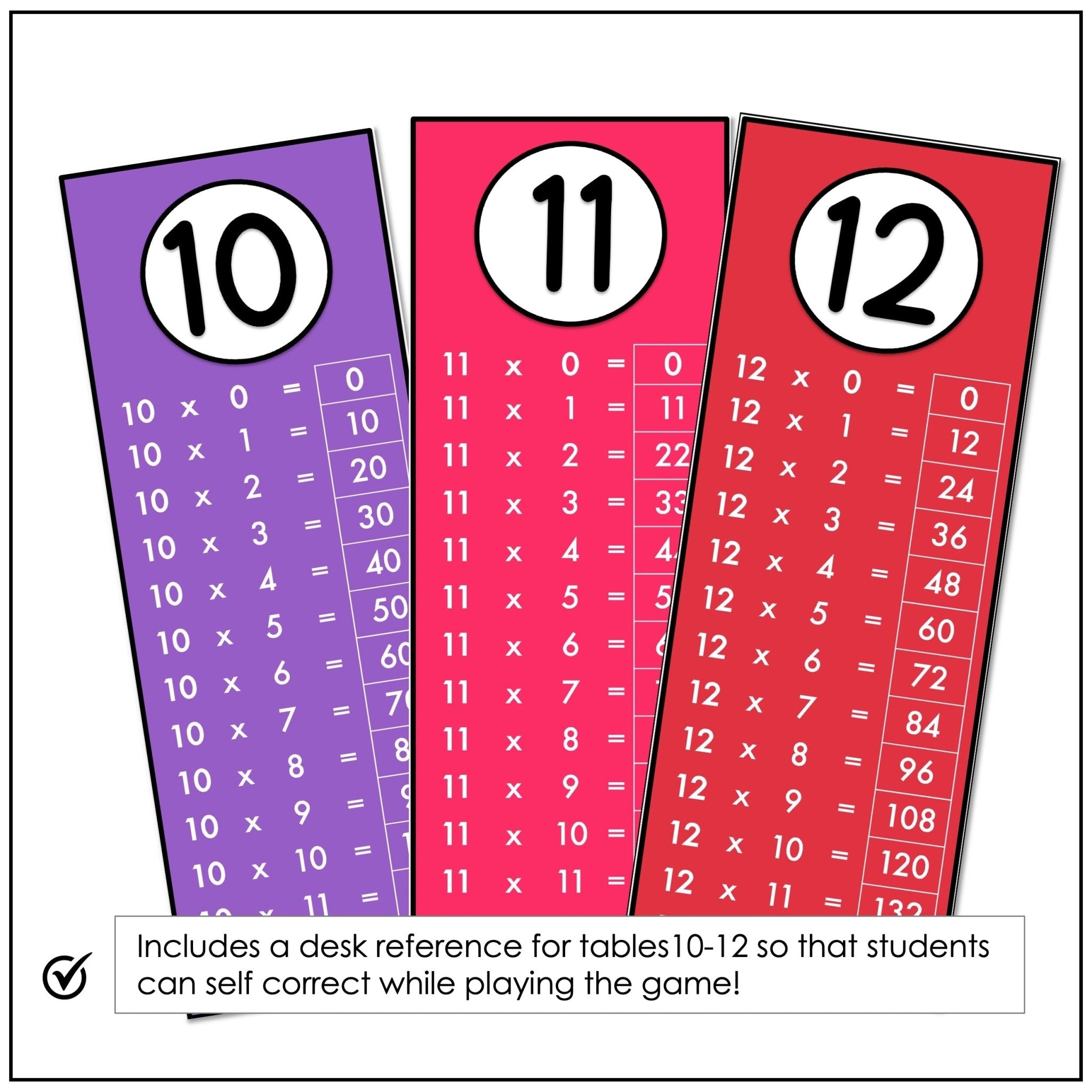 Multiplication Card Game – Times Tables 10–12 Math Fact Fluency Practice - Hot Chocolate Teachables