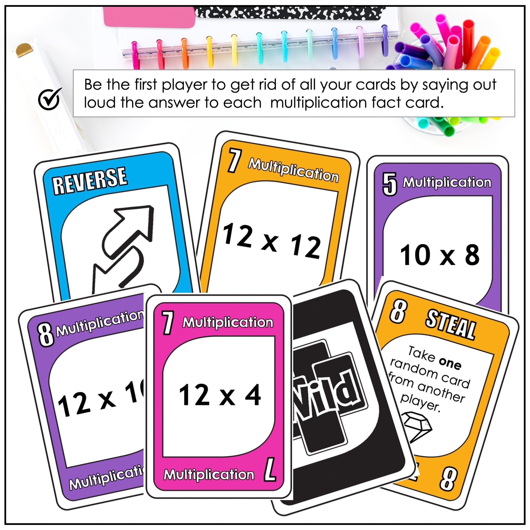 Multiplication Card Game – Times Tables 10–12 Math Fact Fluency Practice - Hot Chocolate Teachables