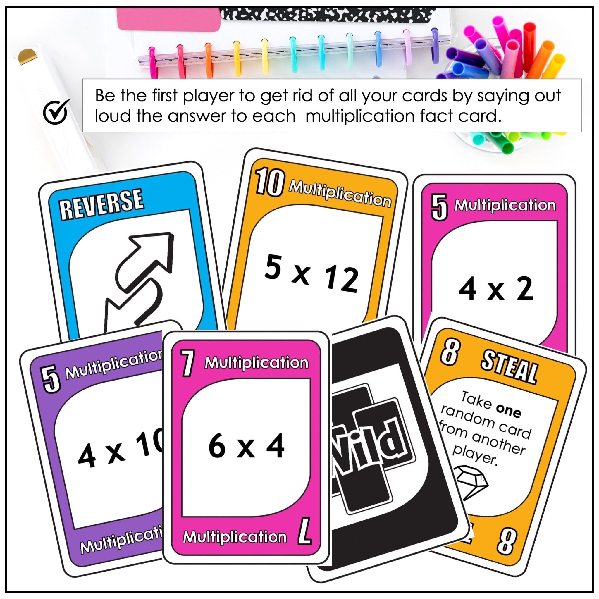 Multiplication Card Game – Times Tables 4–6 Math Fact Practice - Hot Chocolate Teachables