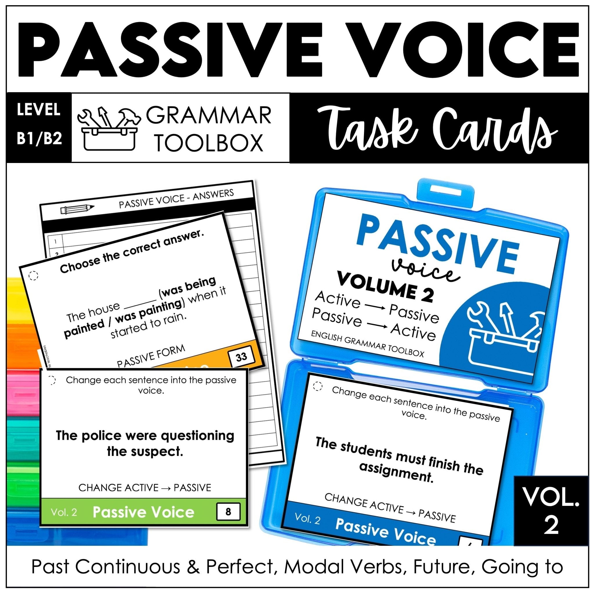 Passive Voice Task Cards – Advanced ESL Grammar (Modals, Past Perfect, Continuous, Future) - Hot Chocolate Teachables
