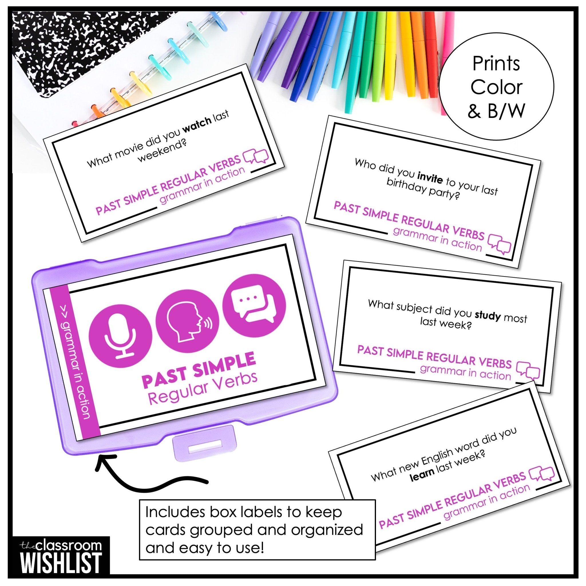 Past Simple Conversation Questions – Regular Verbs | ESL Speaking Activity - Hot Chocolate Teachables