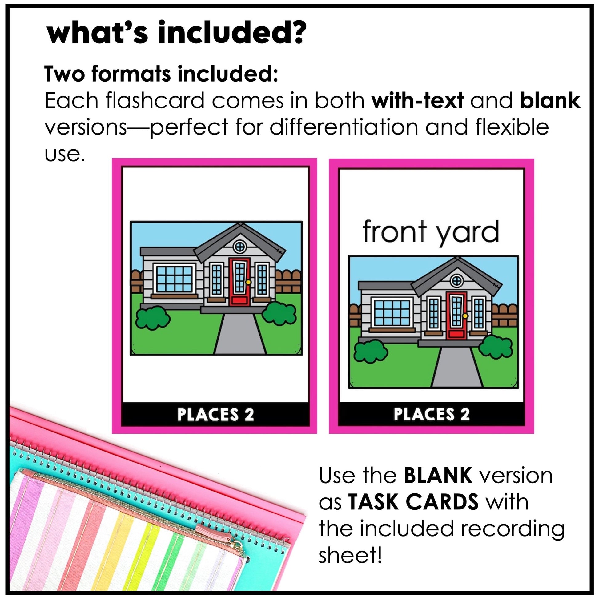 Places Flashcards : City, Town, Buildings, Outdoors, Rooms in the house - Hot Chocolate Teachables