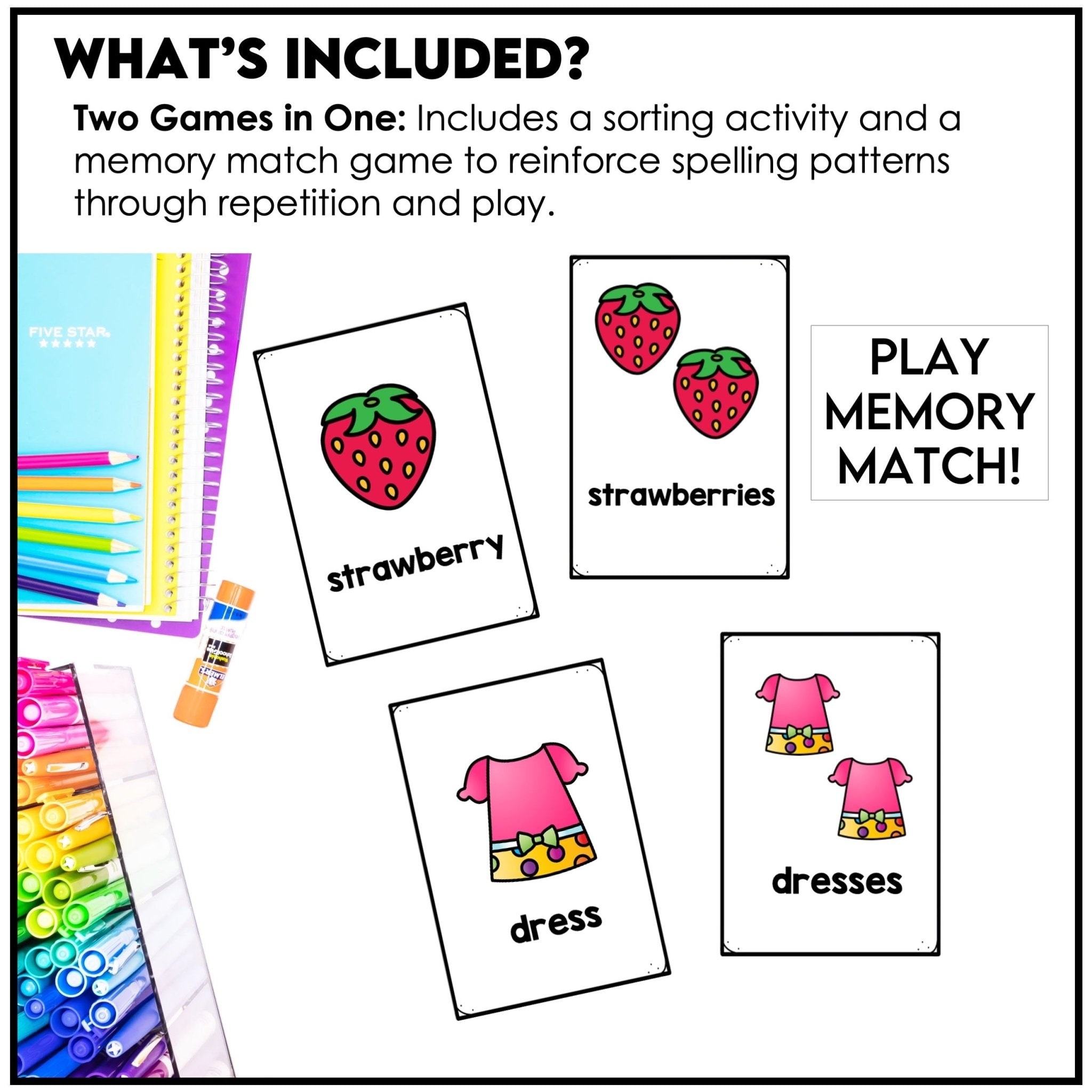 Plural Noun Sort | Sorting Activity for - s, - es, - ies suffix endings - Hot Chocolate Teachables
