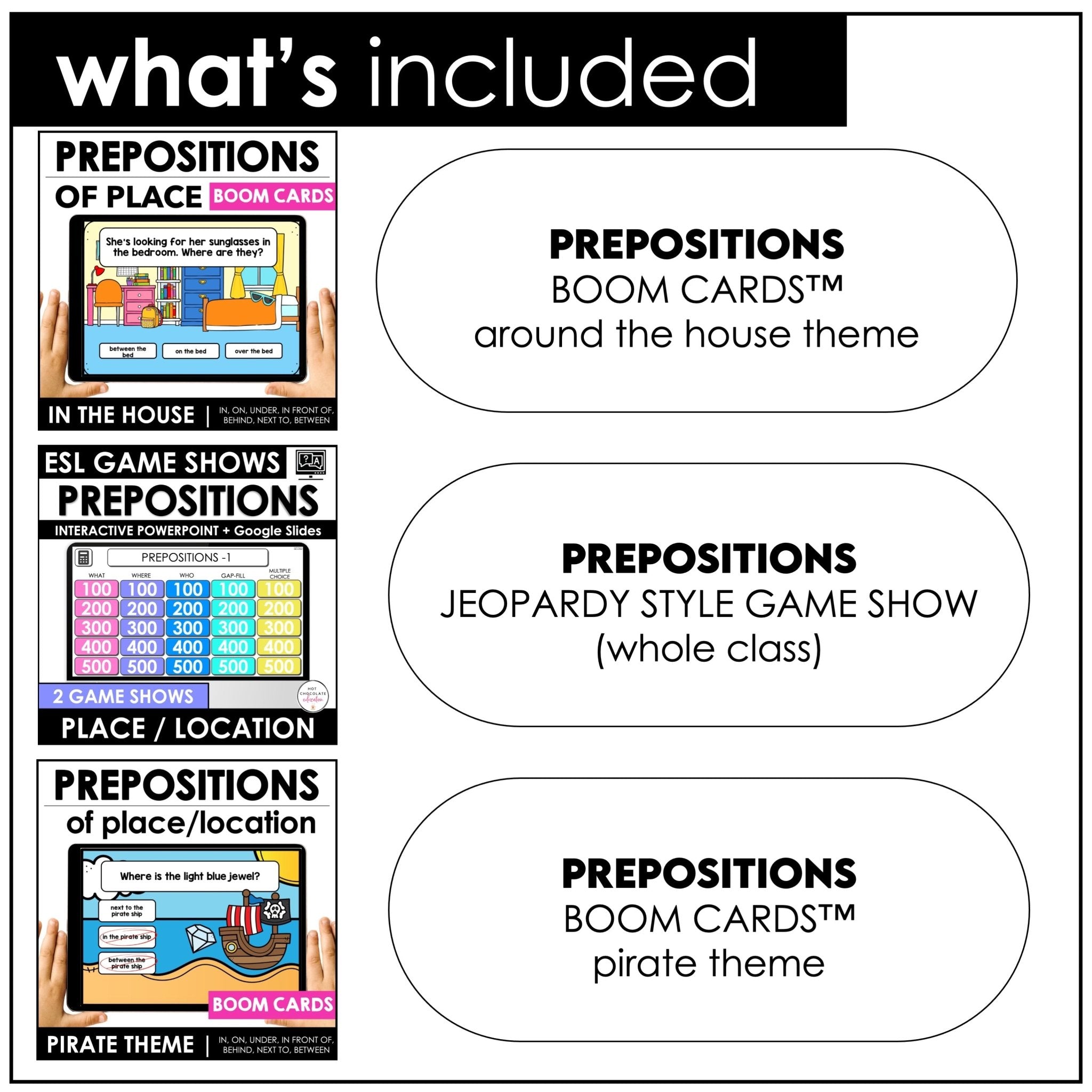 Prepositions of Place : Activity & Games Bundle | Digital and Print Activities - Hot Chocolate Teachables
