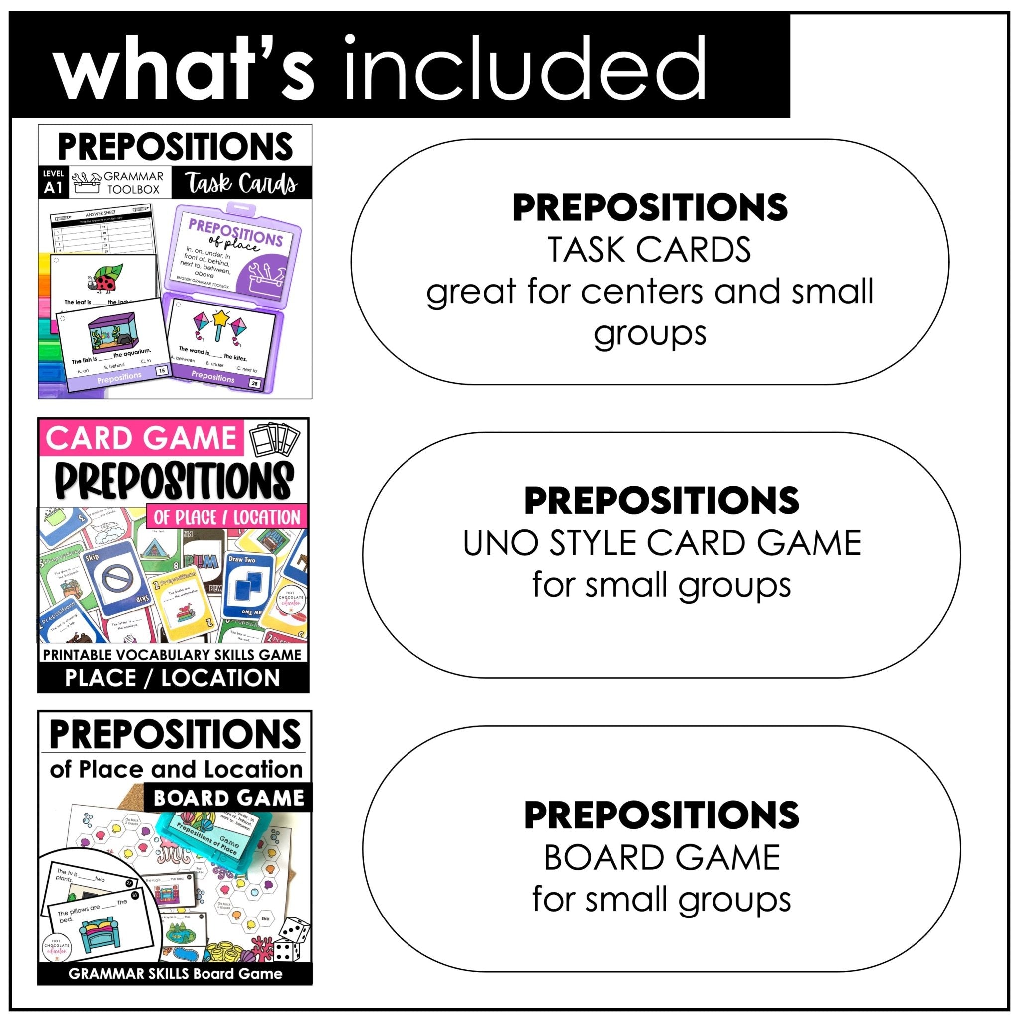 Prepositions of Place : Activity & Games Bundle | Digital and Print Activities - Hot Chocolate Teachables