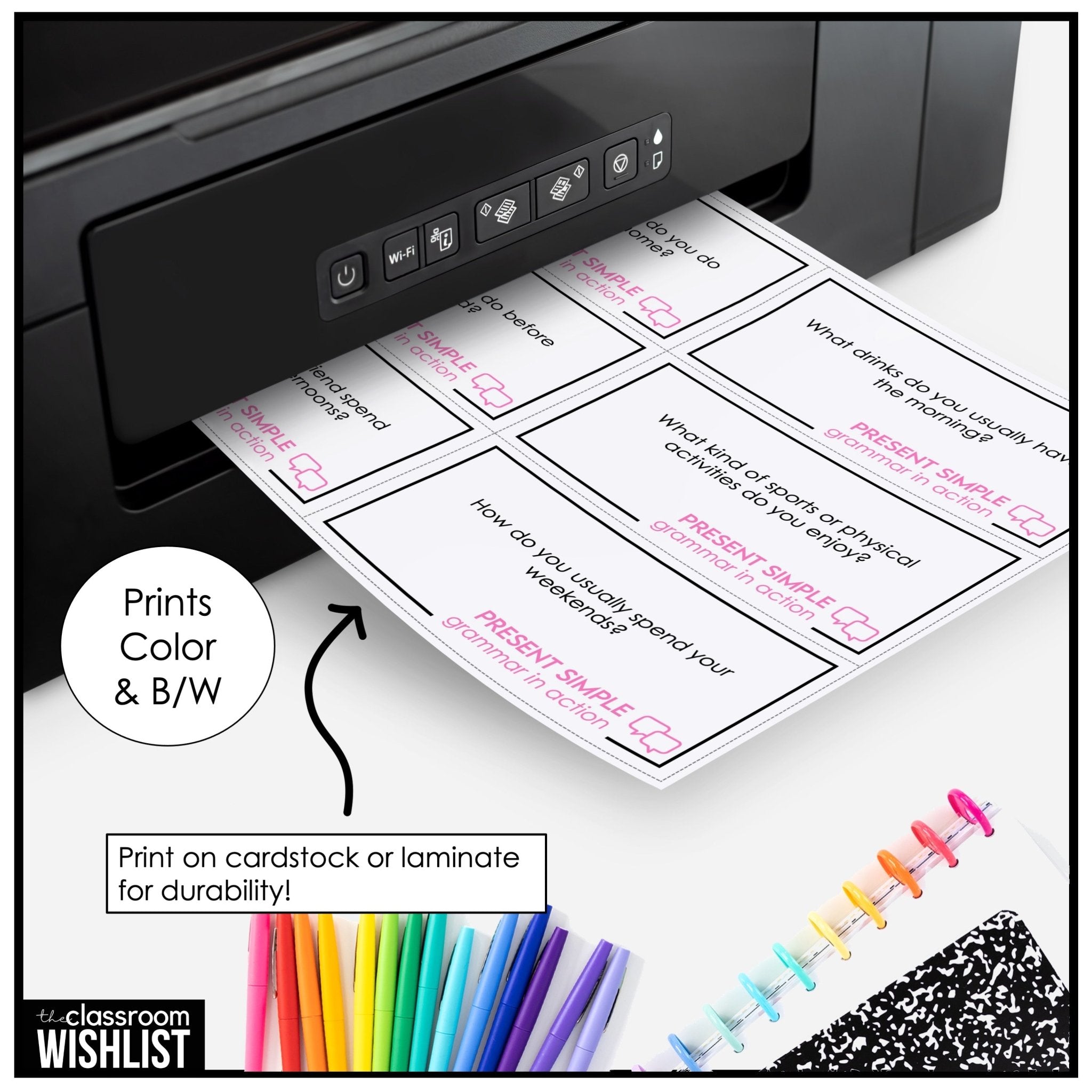 Present Simple ESL Conversation Cards – 60 Digital & Printable Question Prompts - Hot Chocolate Teachables