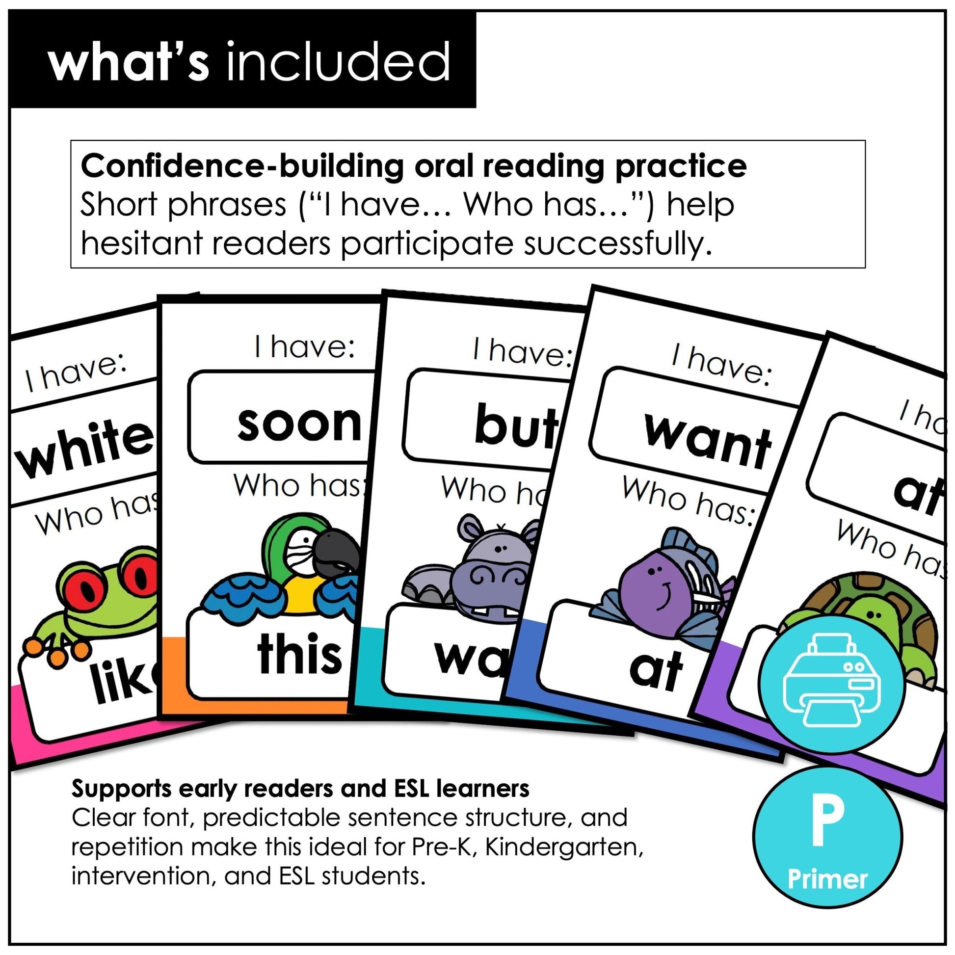 Primer Sight Words I Have, Who Has? – Dolch Sight Word Reading Card Game - Hot Chocolate Teachables