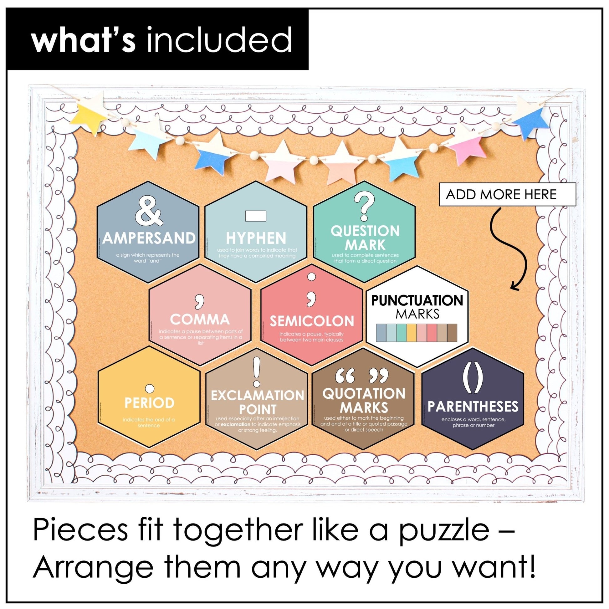 Punctuation Marks Posters: Visual Aid - Bulletin Board Classroom Decor - NEUTRAL - Hot Chocolate Teachables