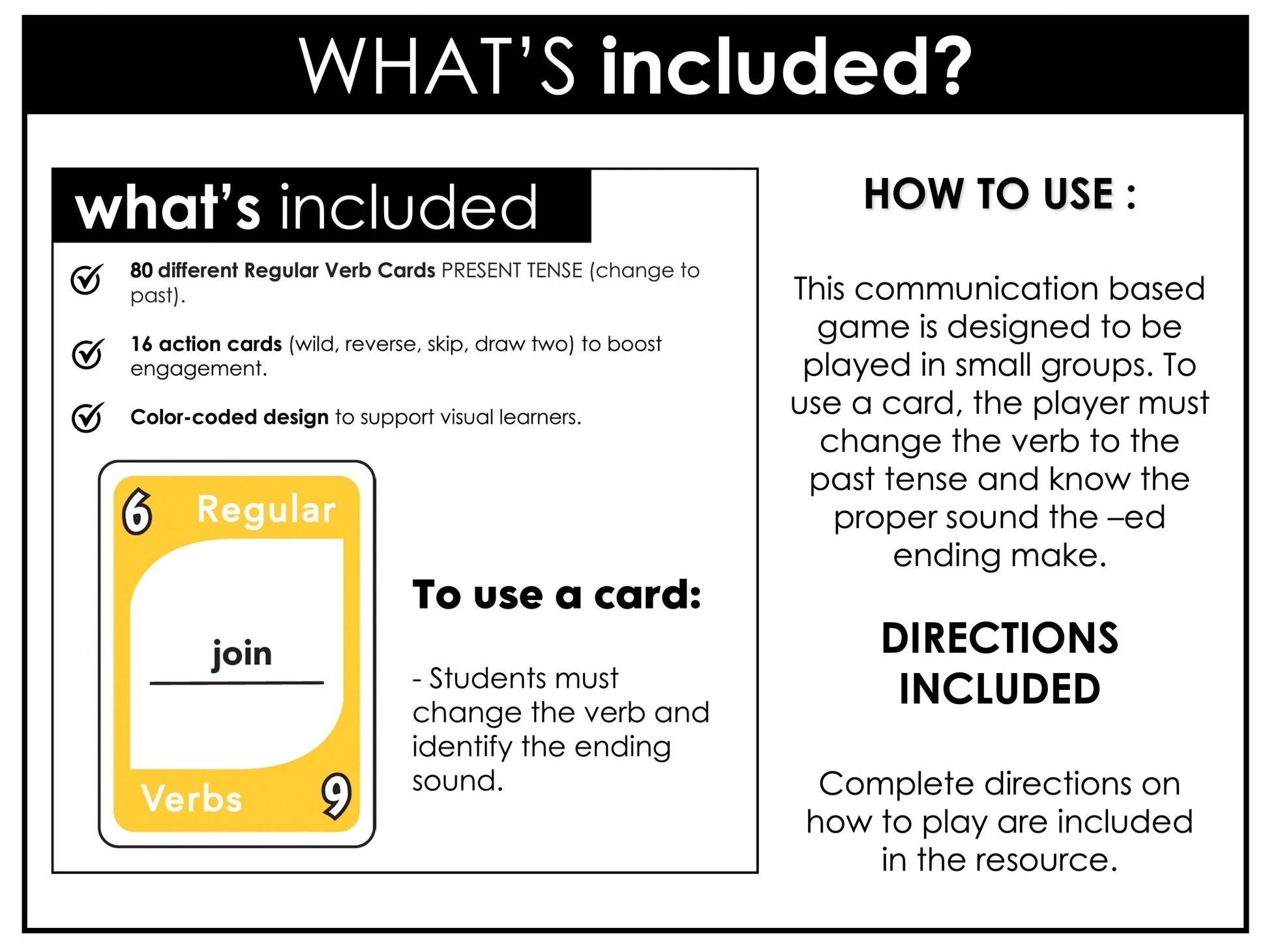 Regular Past Tense Verb Card Game - Ending Pronunciations - t - d - id - Hot Chocolate Teachables