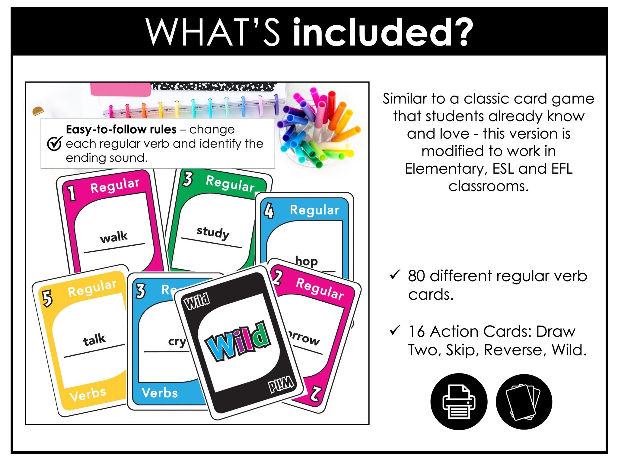 Regular Past Tense Verb Card Game - Ending Pronunciations - t - d - id - Hot Chocolate Teachables