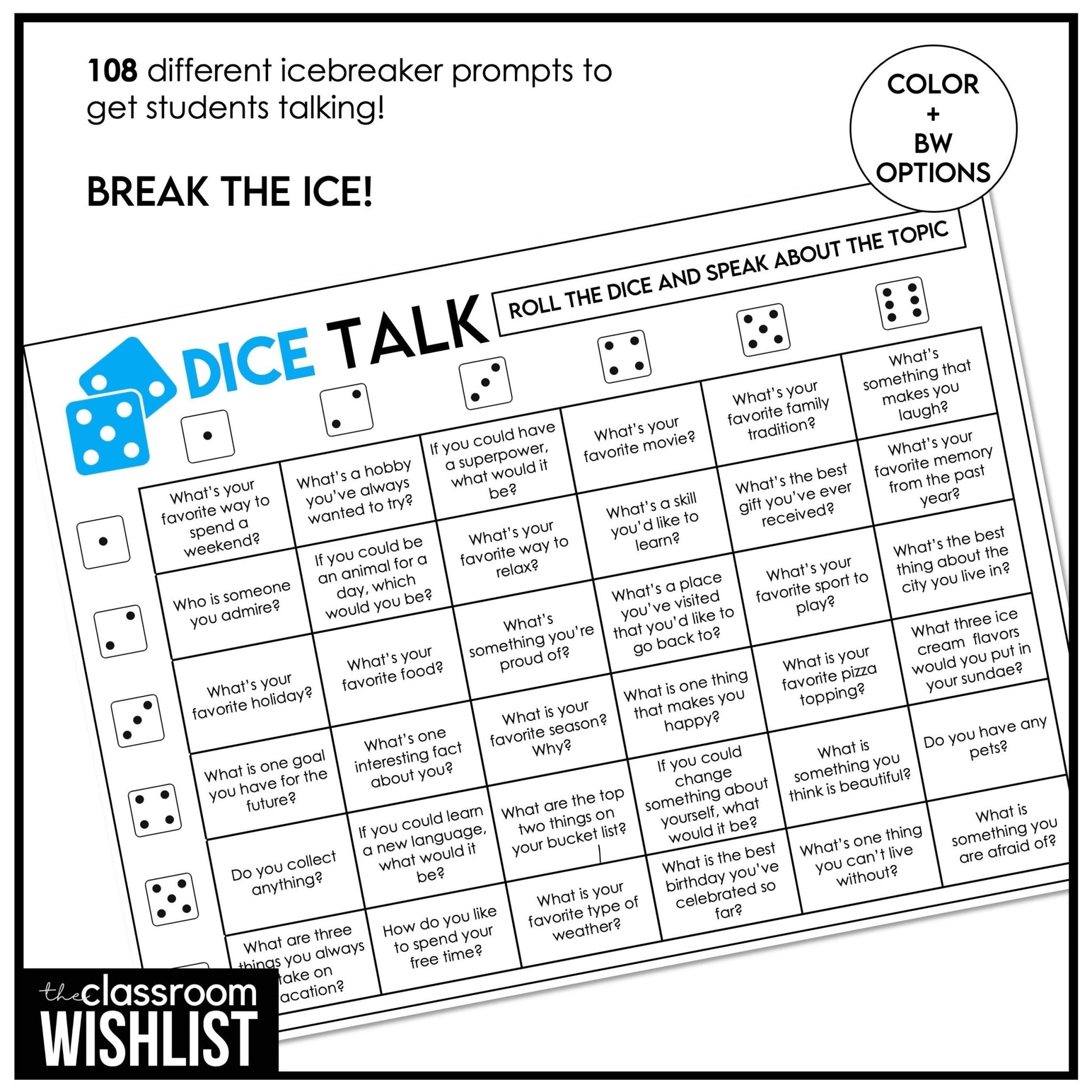 Roll & Speak: Dice Conversation Game | Fun Speaking Activity ESL & ELA | Freebie - Hot Chocolate Teachables