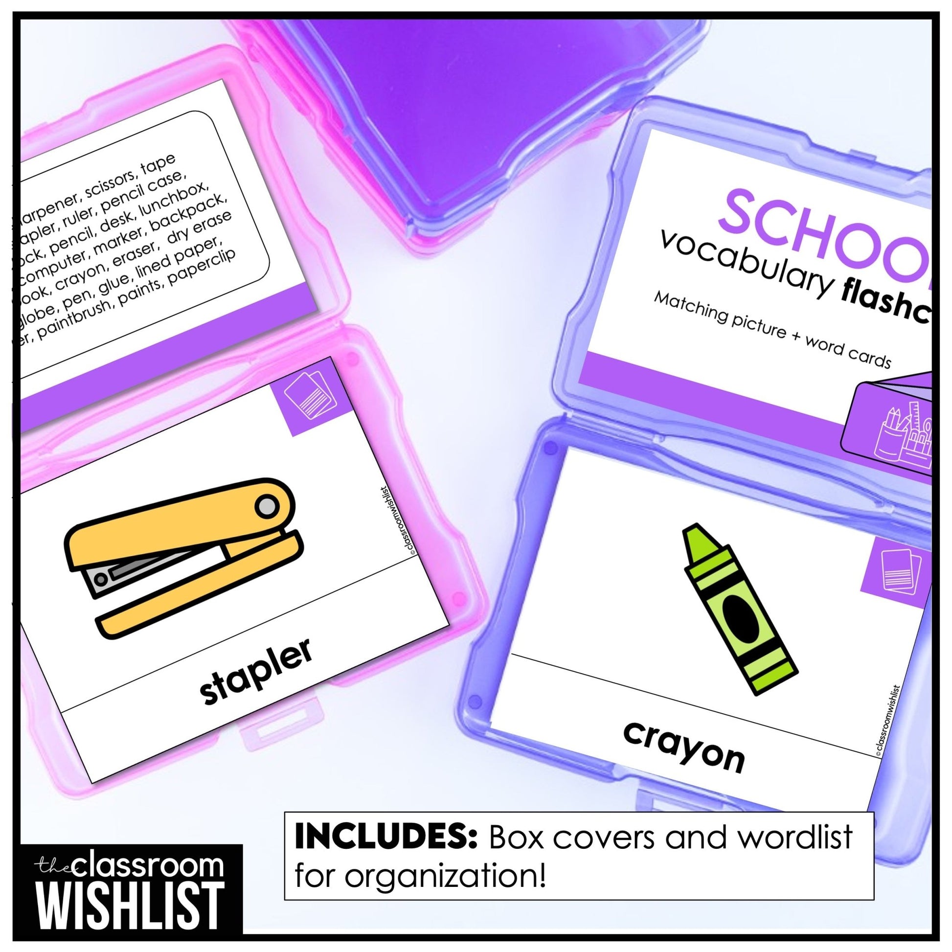 School & Classroom Vocabulary Flashcards + Picture Dictionary Print + Digital - Hot Chocolate Teachables