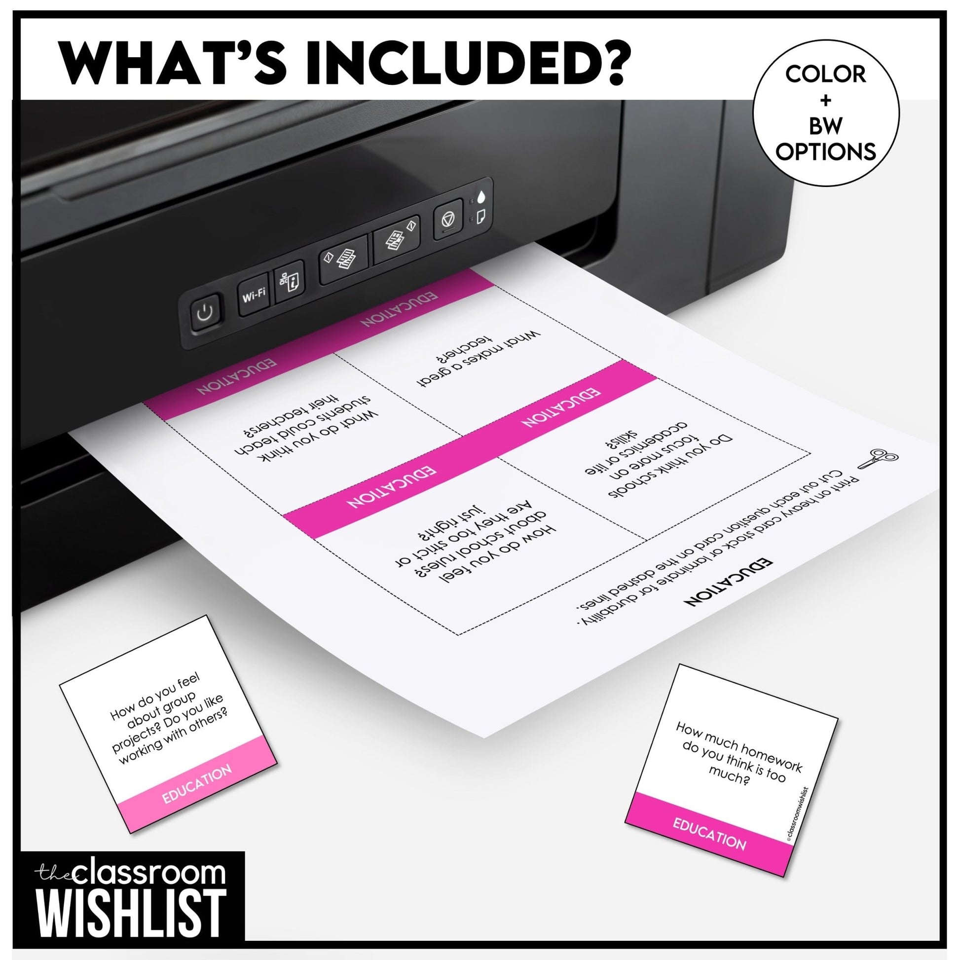 School & Education Conversation Cards | 60 ESL Discussion Prompts for Teens & Adults - Hot Chocolate Teachables