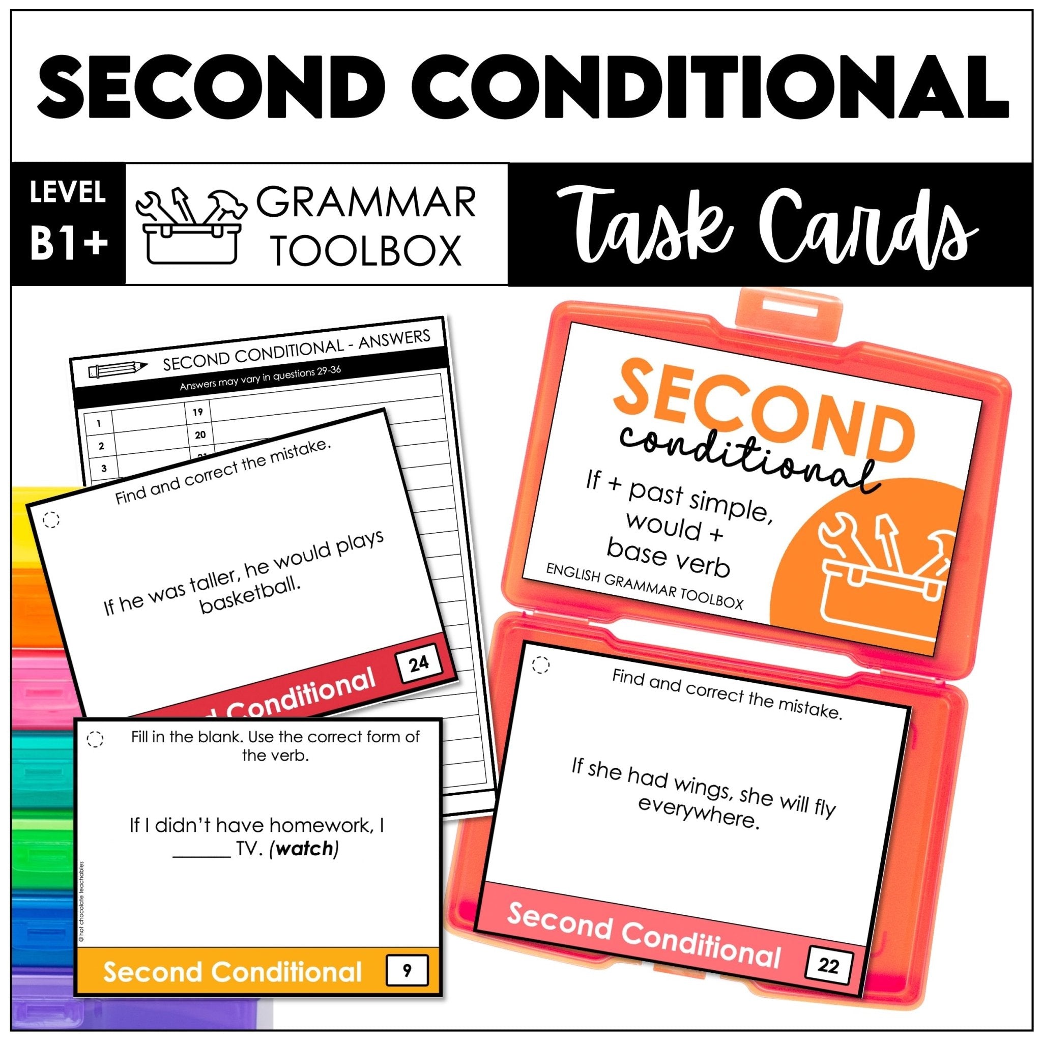Second Conditional Task Cards – If Clauses Grammar Activities (ESL B1–B2) - Hot Chocolate Teachables