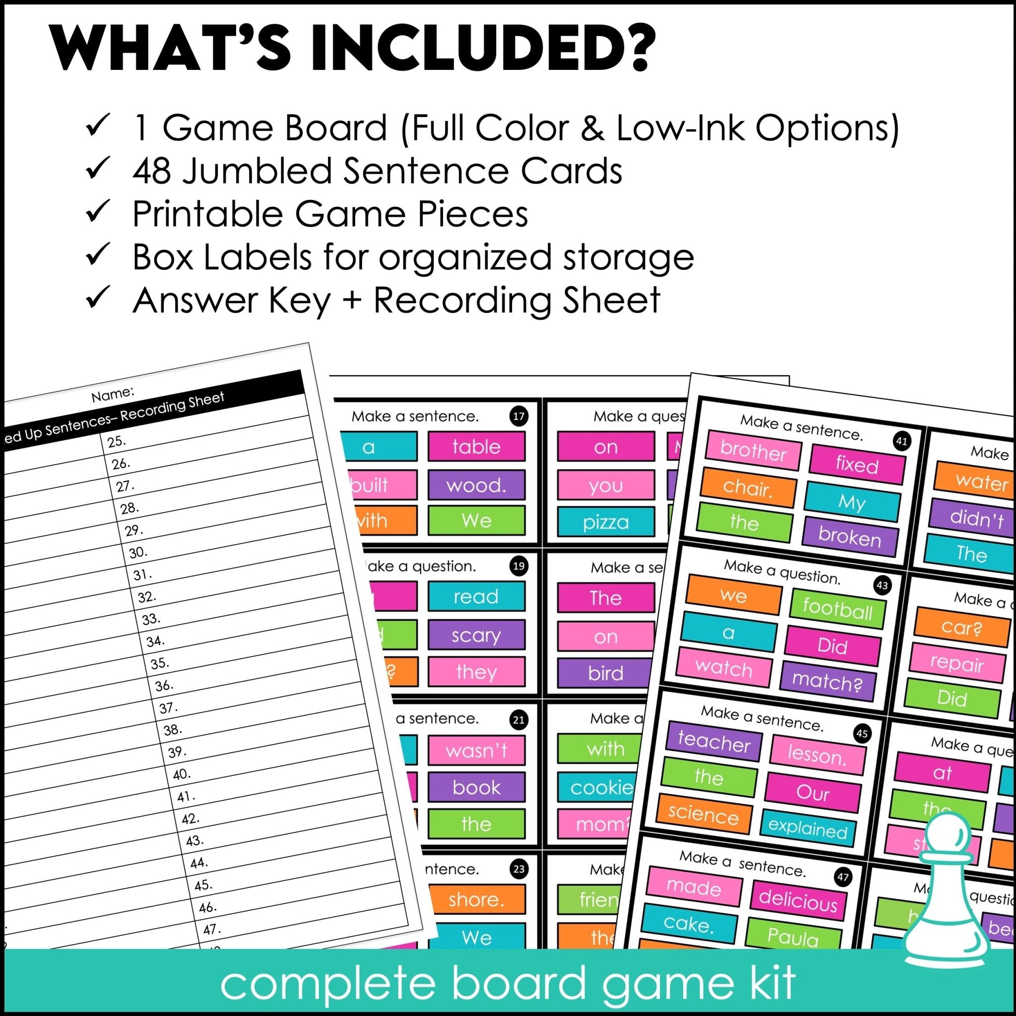 Sentence Building Board Game | Past Simple Verbs : Regular and Irregular - Hot Chocolate Teachables