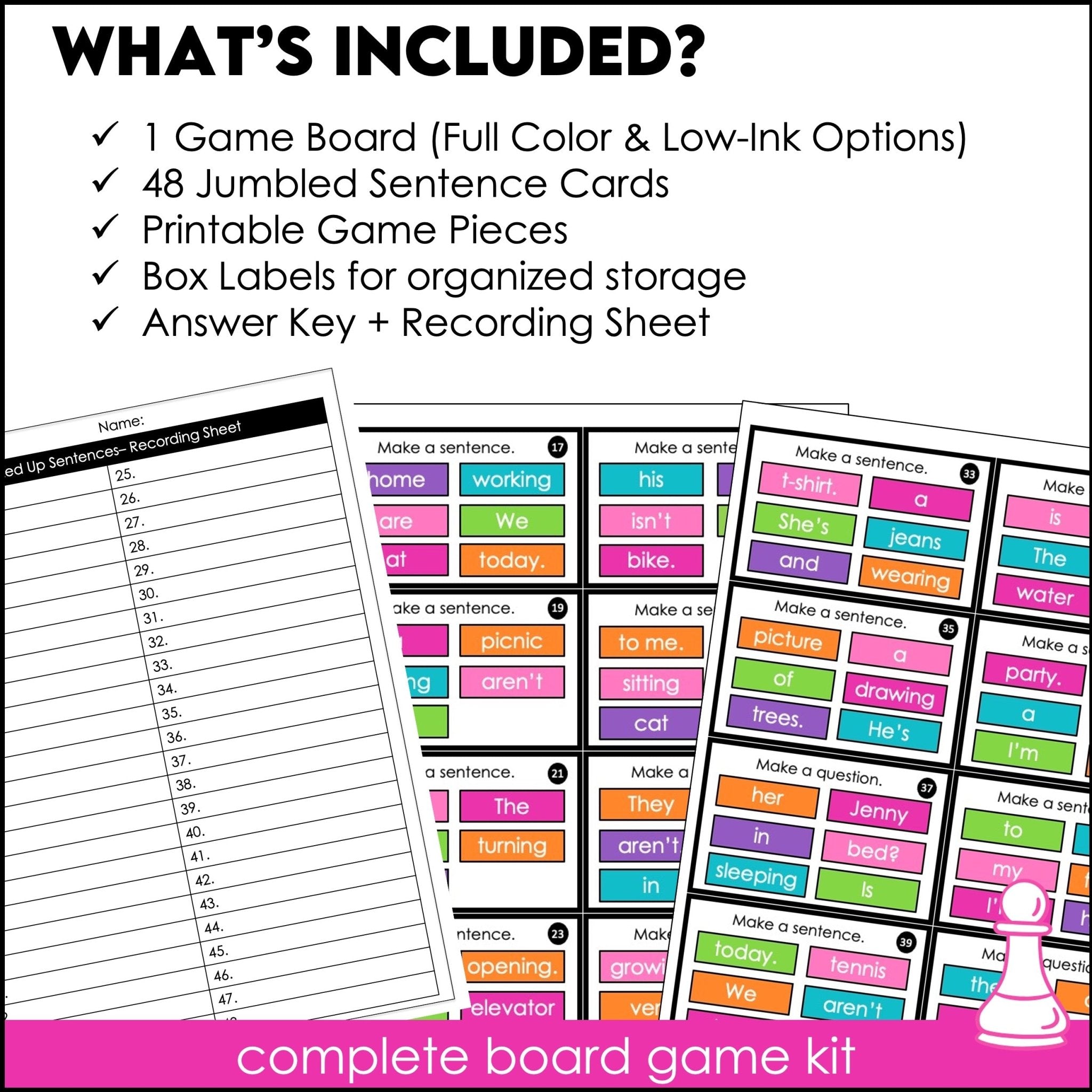 Sentence Building Board Game | Present Continuous - Hot Chocolate Teachables