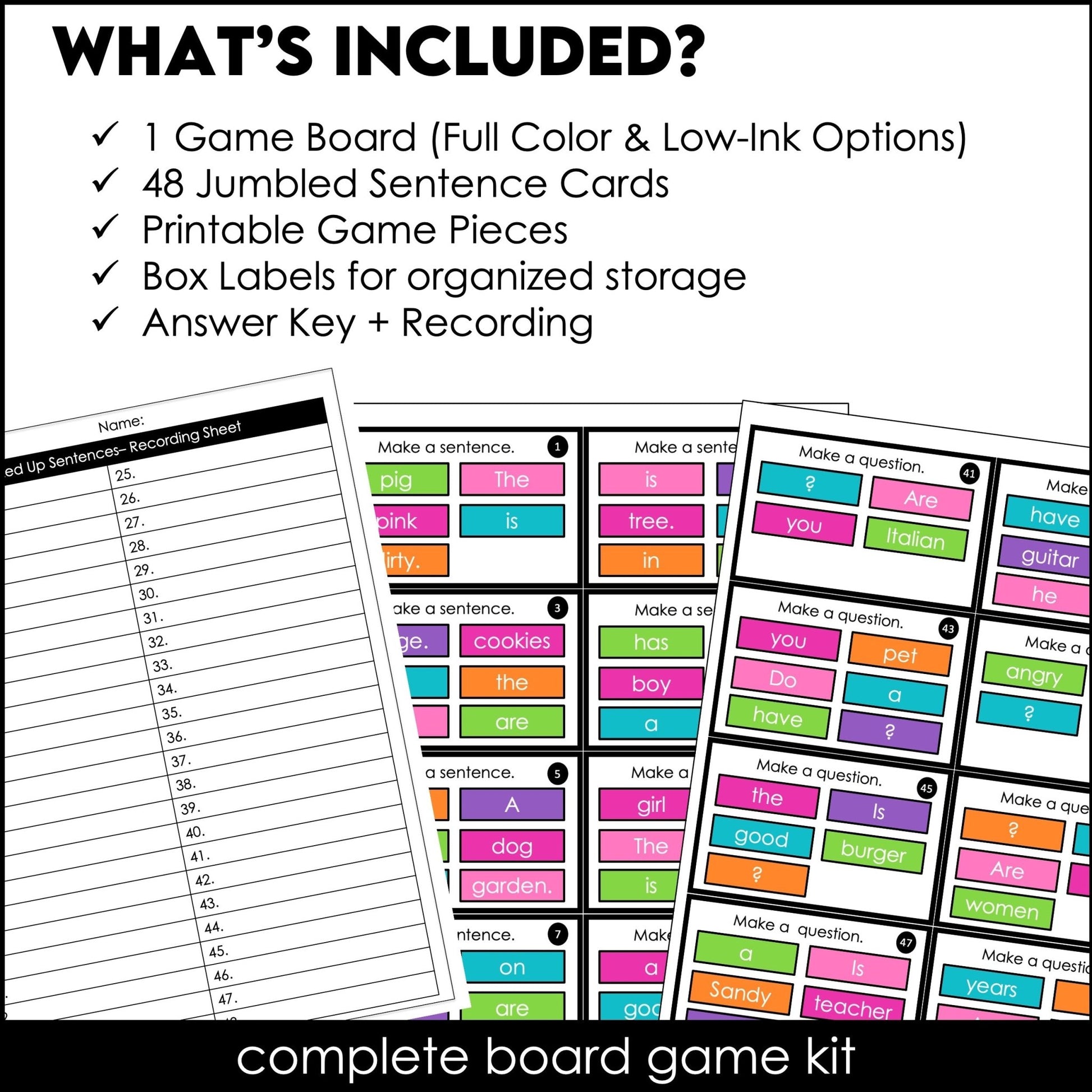Sentence Building Board Game | Simple Present Verbs : BE & HAVE - Hot Chocolate Teachables