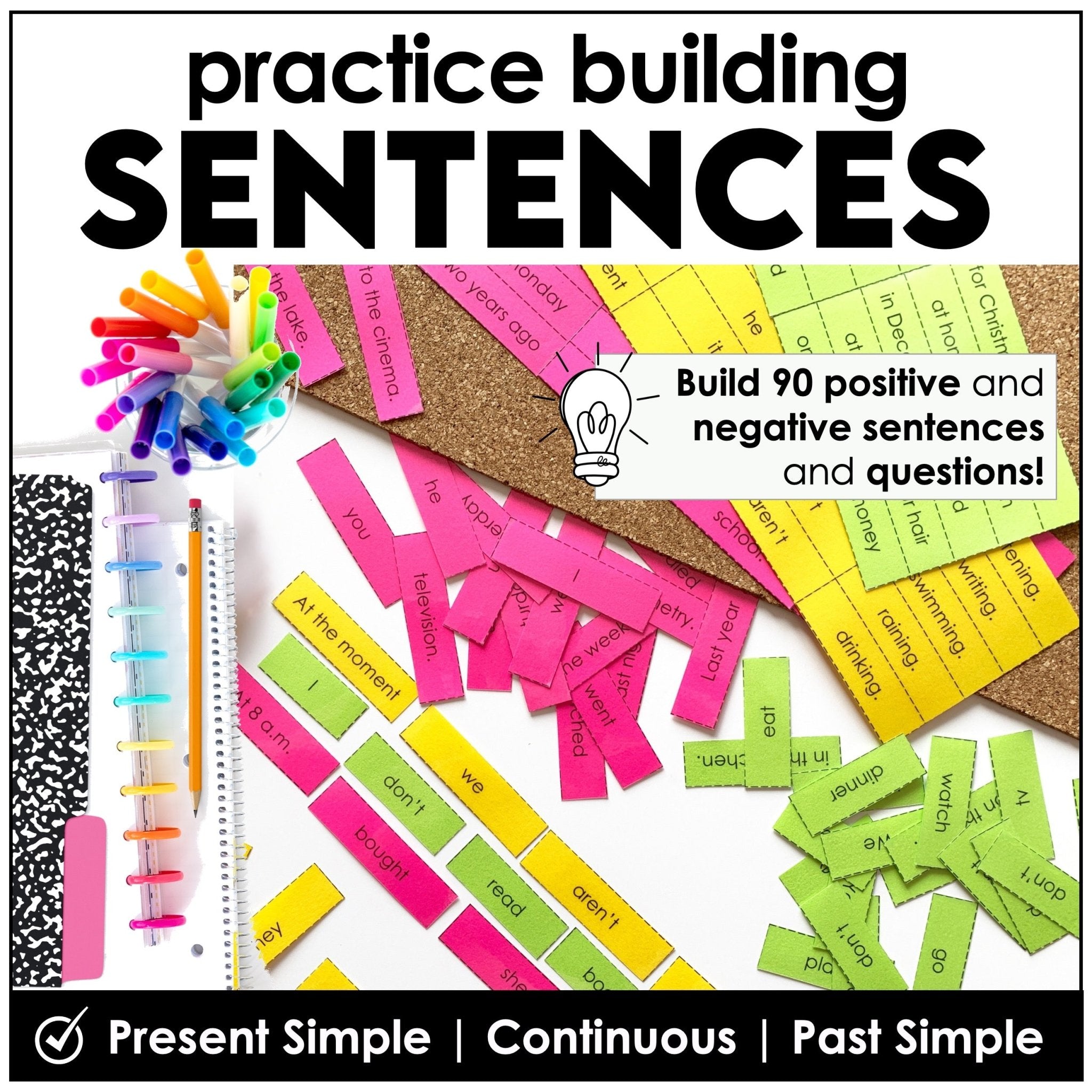Sentence Building: Mixed Up Sentences Activity | Present & Past Tense - Hot Chocolate Teachables