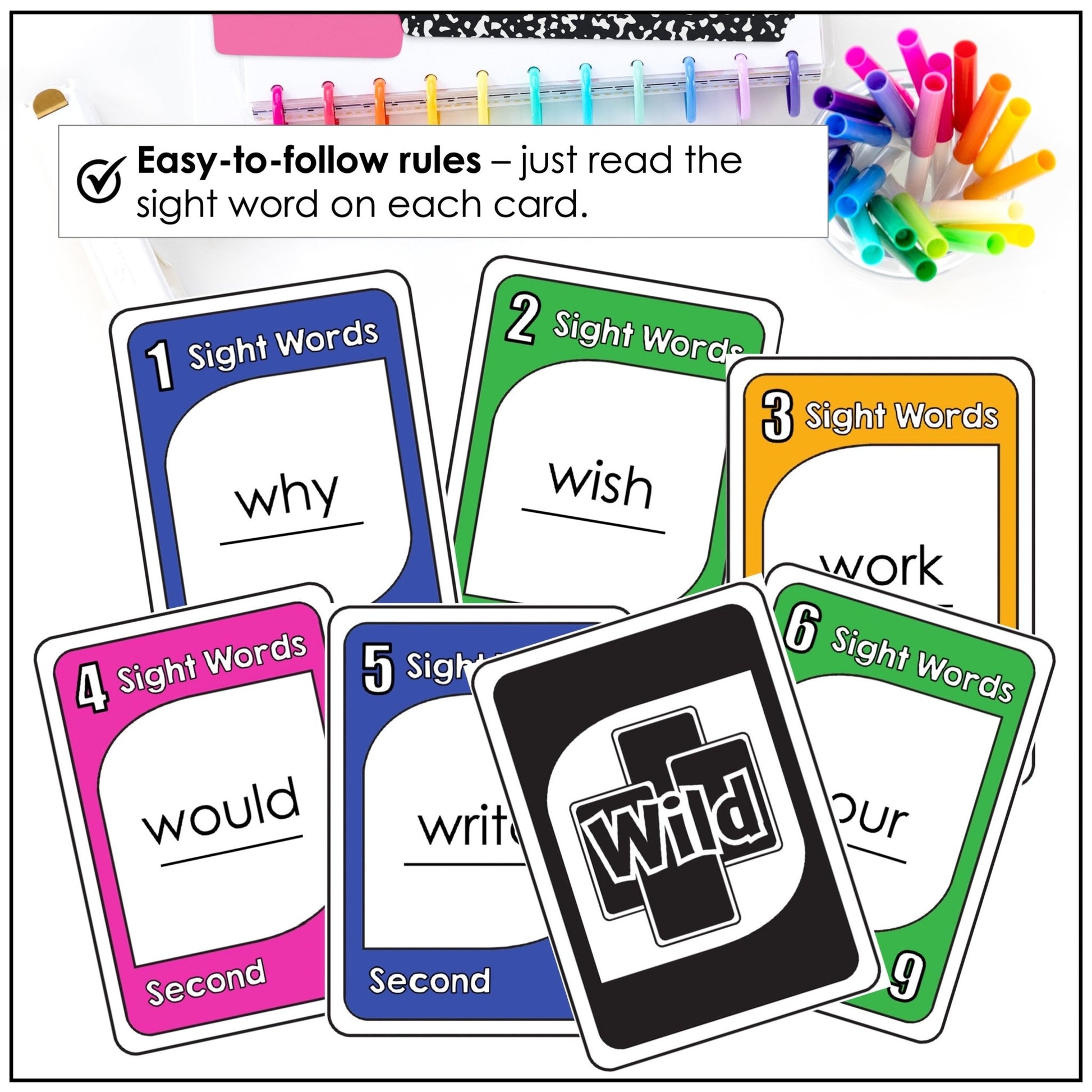 Sight Word Card Game | 2nd Grade Dolch Aligned - Plays like UNO - Hot Chocolate Teachables