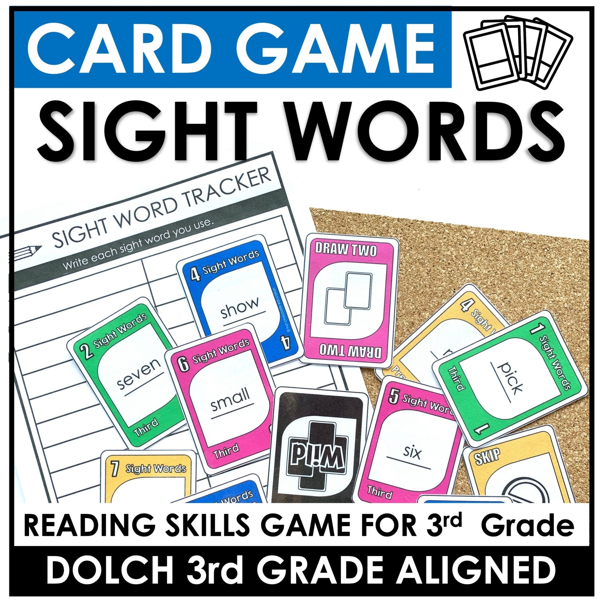 Sight Word Card Game | 3rd Grade Dolch Aligned - Plays like UNO - Hot Chocolate Teachables