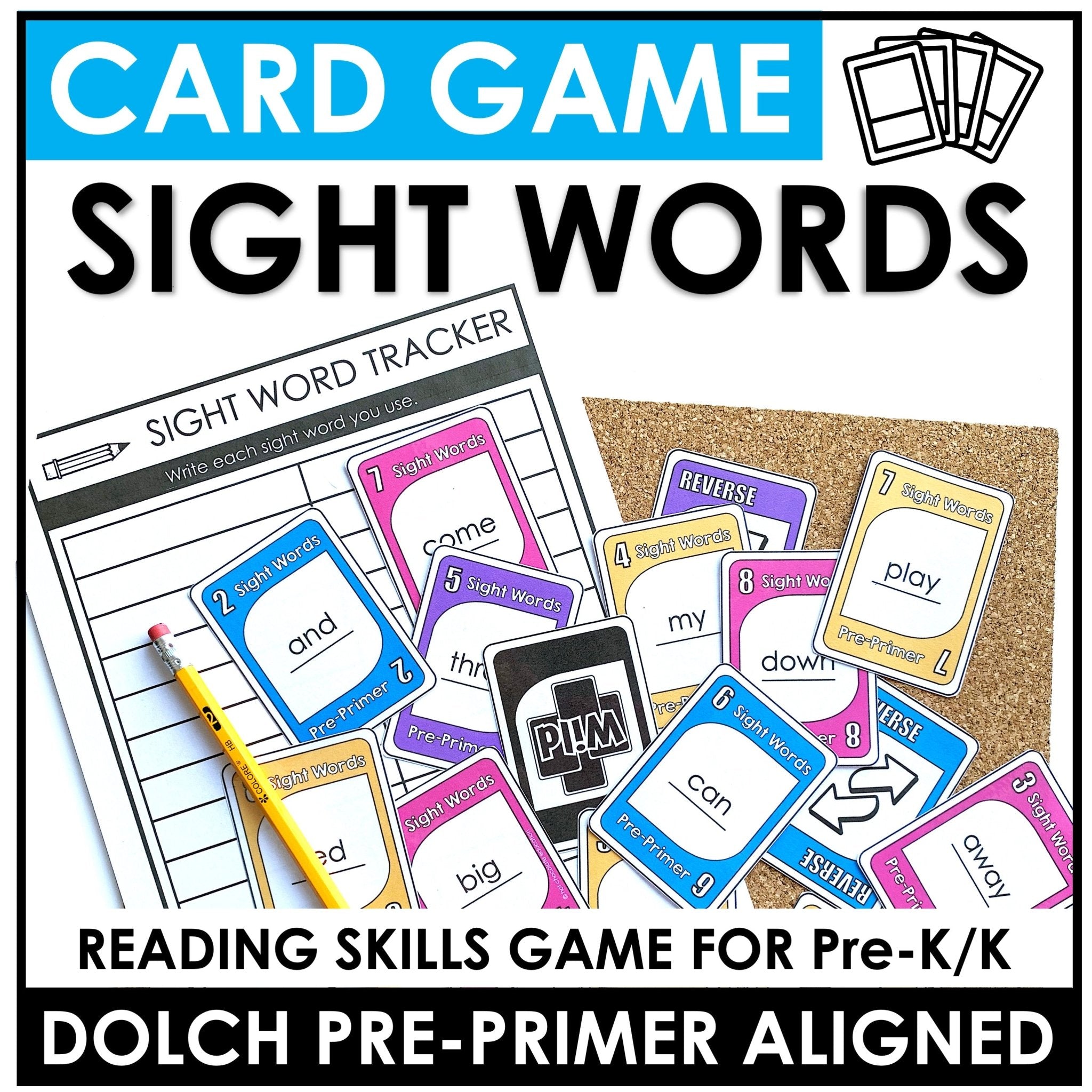 Sight Word Card Game | Pre - Primer Dolch Aligned - Plays like UNO - Hot Chocolate Teachables