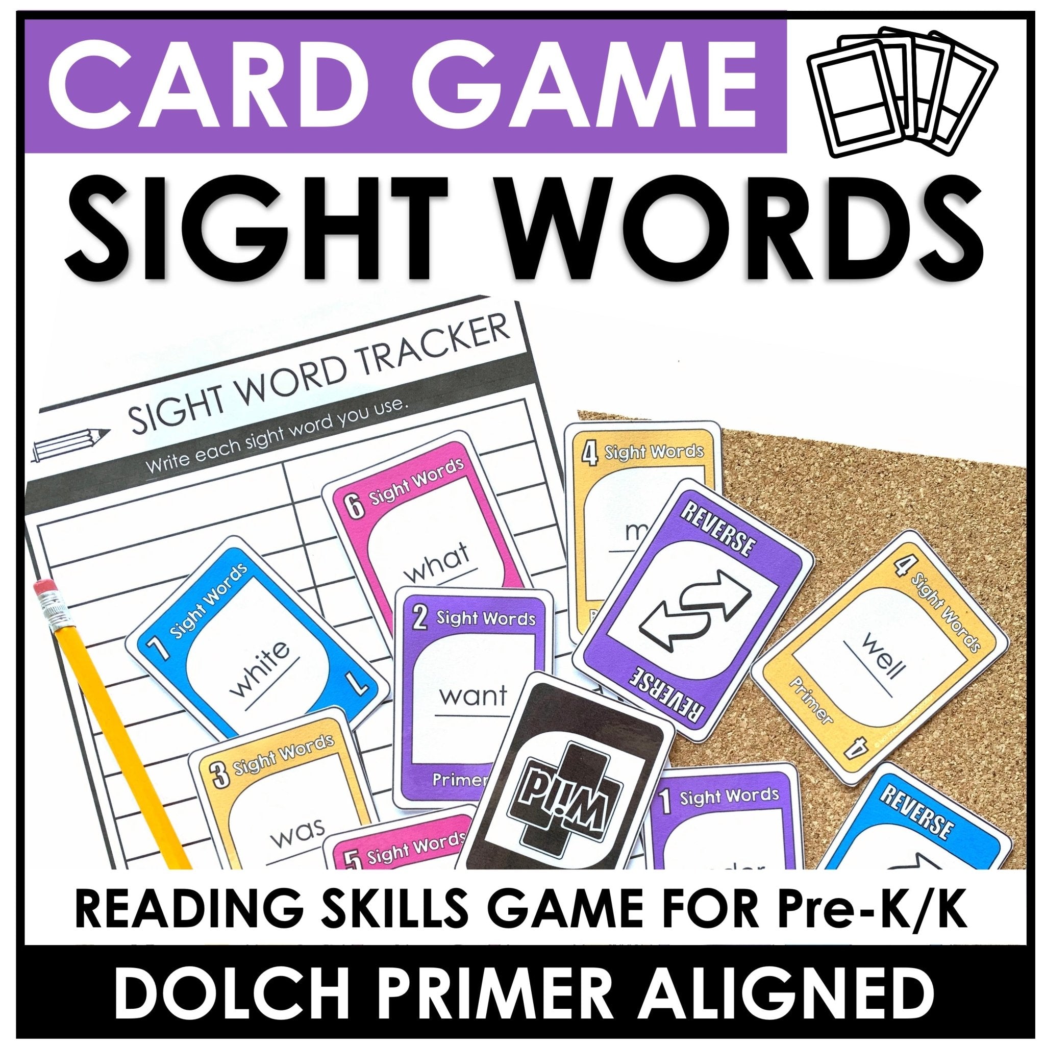 Sight Word Card Game | Primer Dolch Aligned - Plays like UNO - Hot Chocolate Teachables