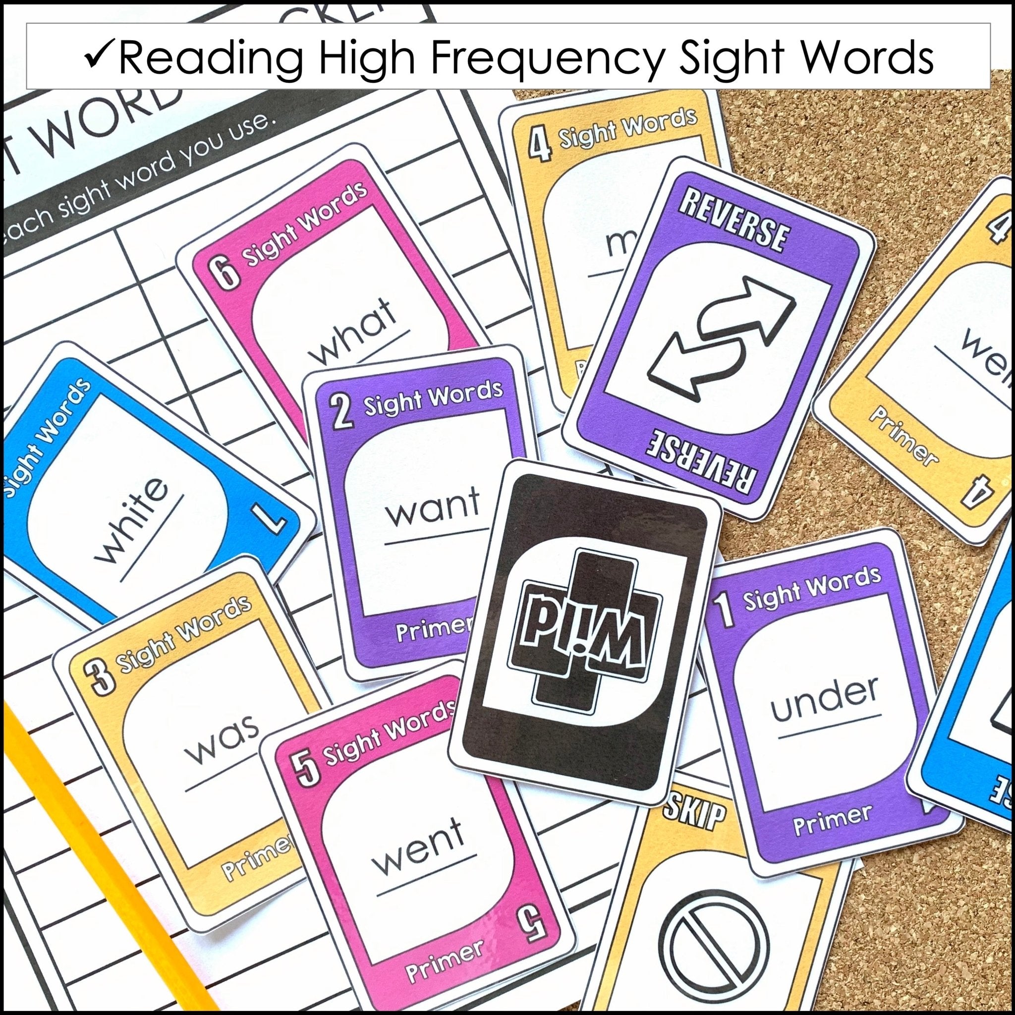 Sight Word Card Game | Primer Dolch Aligned - Plays like UNO - Hot Chocolate Teachables