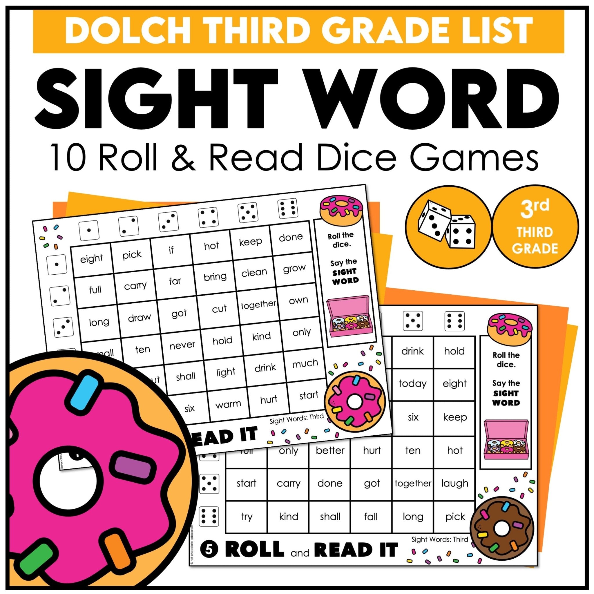 Sight Words for Third Graders – Dolch Word List Dice Game - Hot Chocolate Teachables