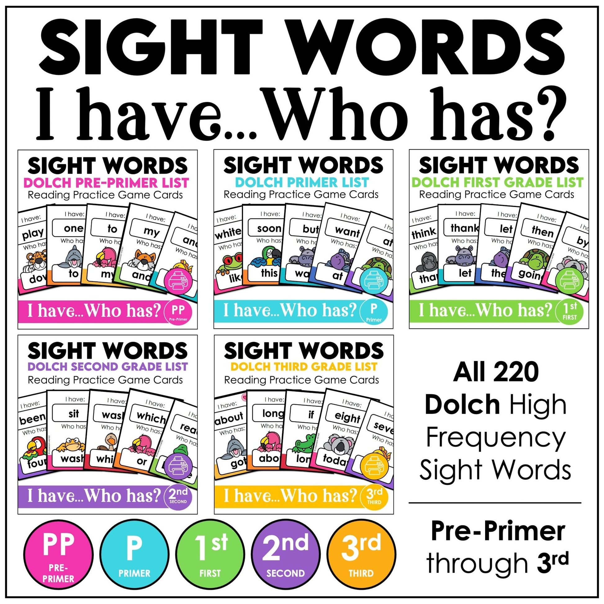 Sight Words I Have… Who Has? – Dolch Pre - Primer to 3rd Grade Reading Fluency Game - Hot Chocolate Teachables