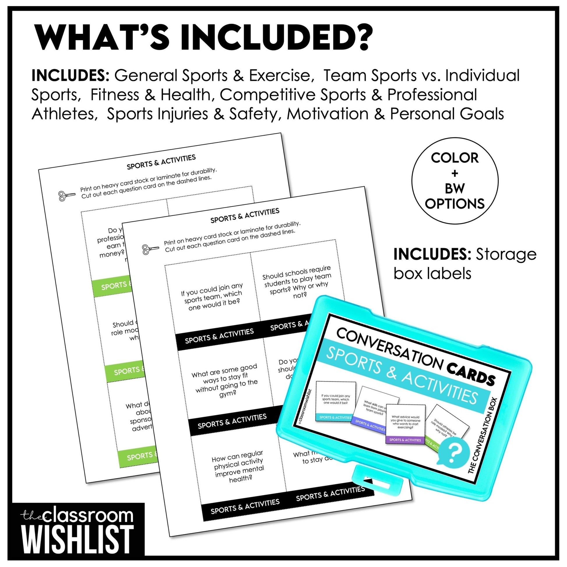 Sports & Physical Activities Conversation Starters | Question Cards | ESL, EFL - Hot Chocolate Teachables