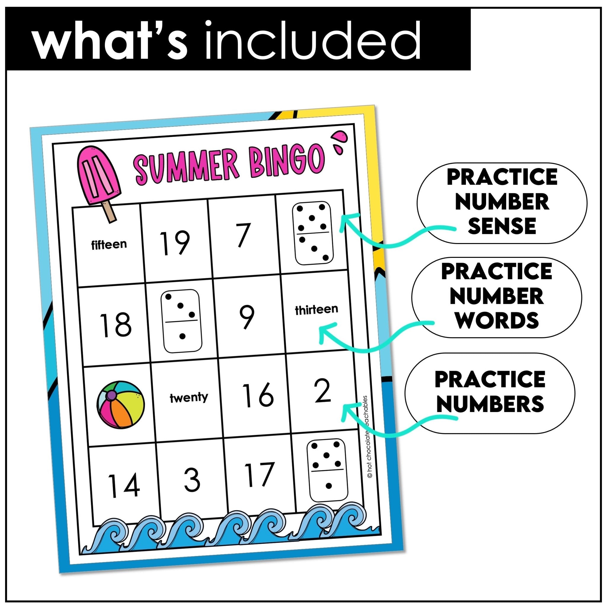 Summer Teen Number Bingo 1 - 20 | Number Sense | BUNDLE - Hot Chocolate Teachables