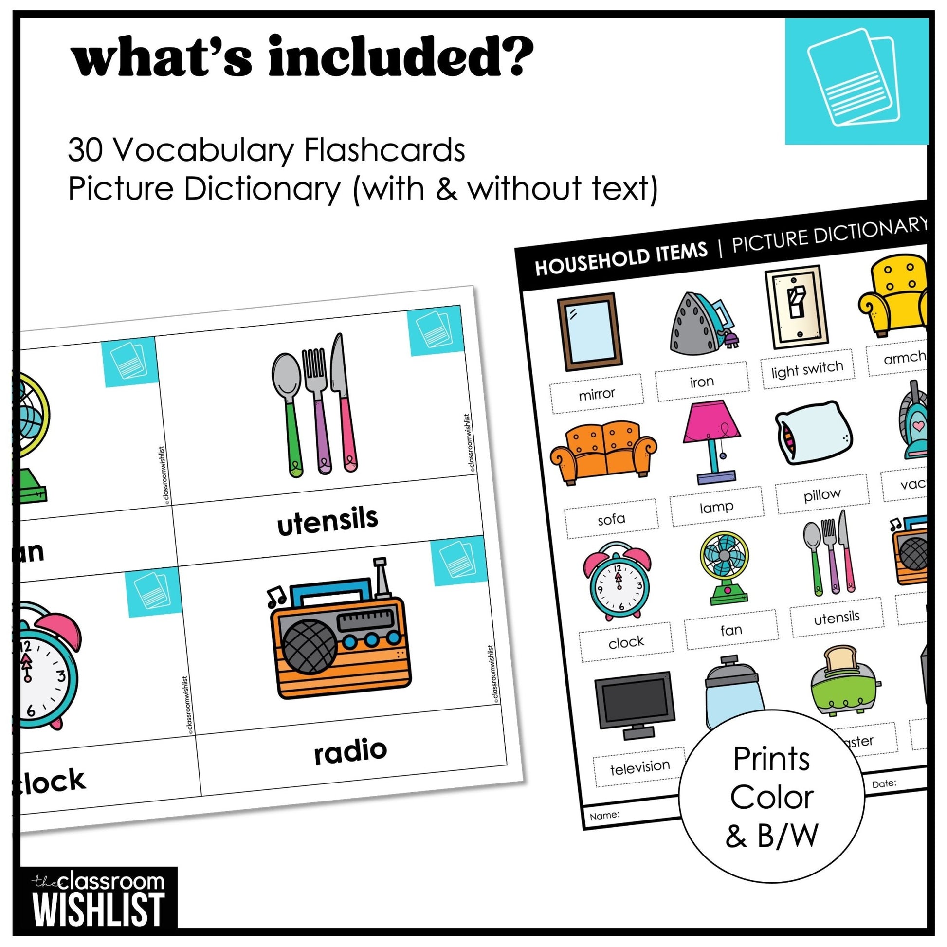 Things in a House Vocabulary Flashcard Bundle | Print & Digital | ESL, EFL, ELL - Hot Chocolate Teachables