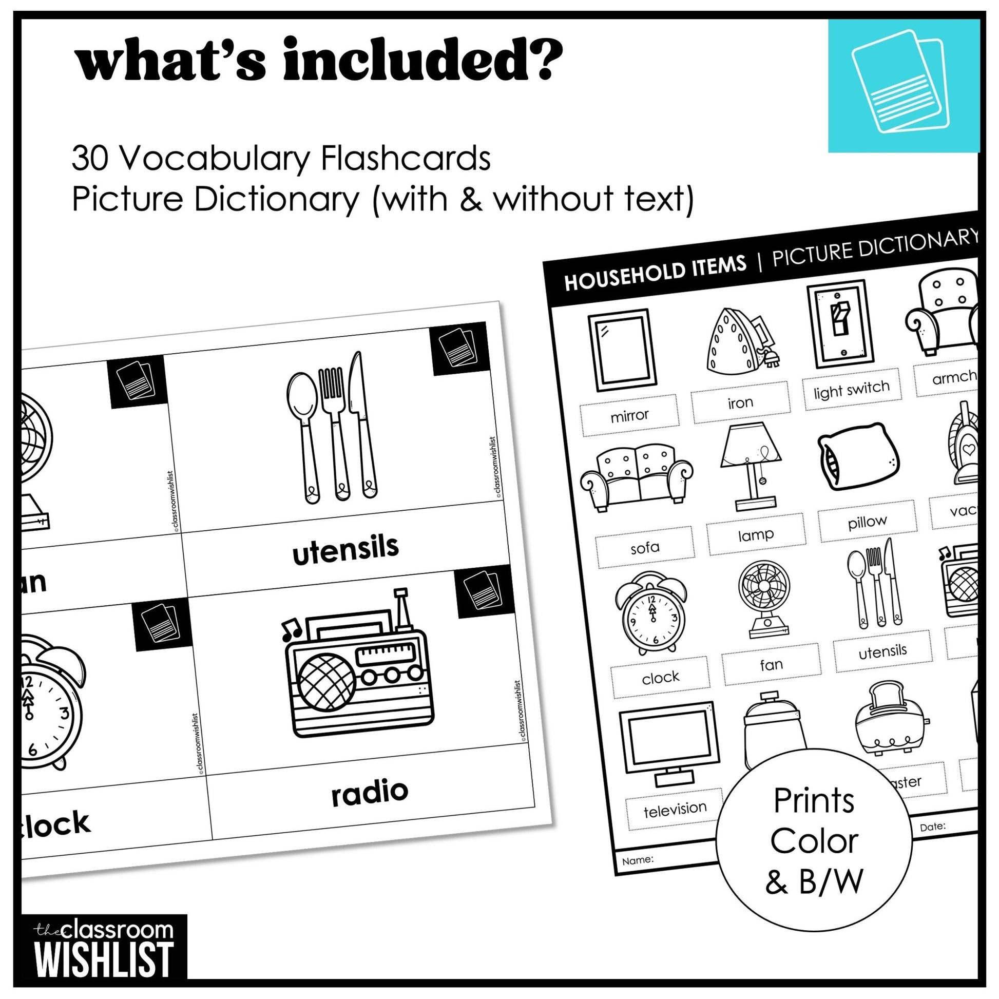 Things in a House Vocabulary Flashcard Bundle | Print & Digital | ESL, EFL, ELL - Hot Chocolate Teachables