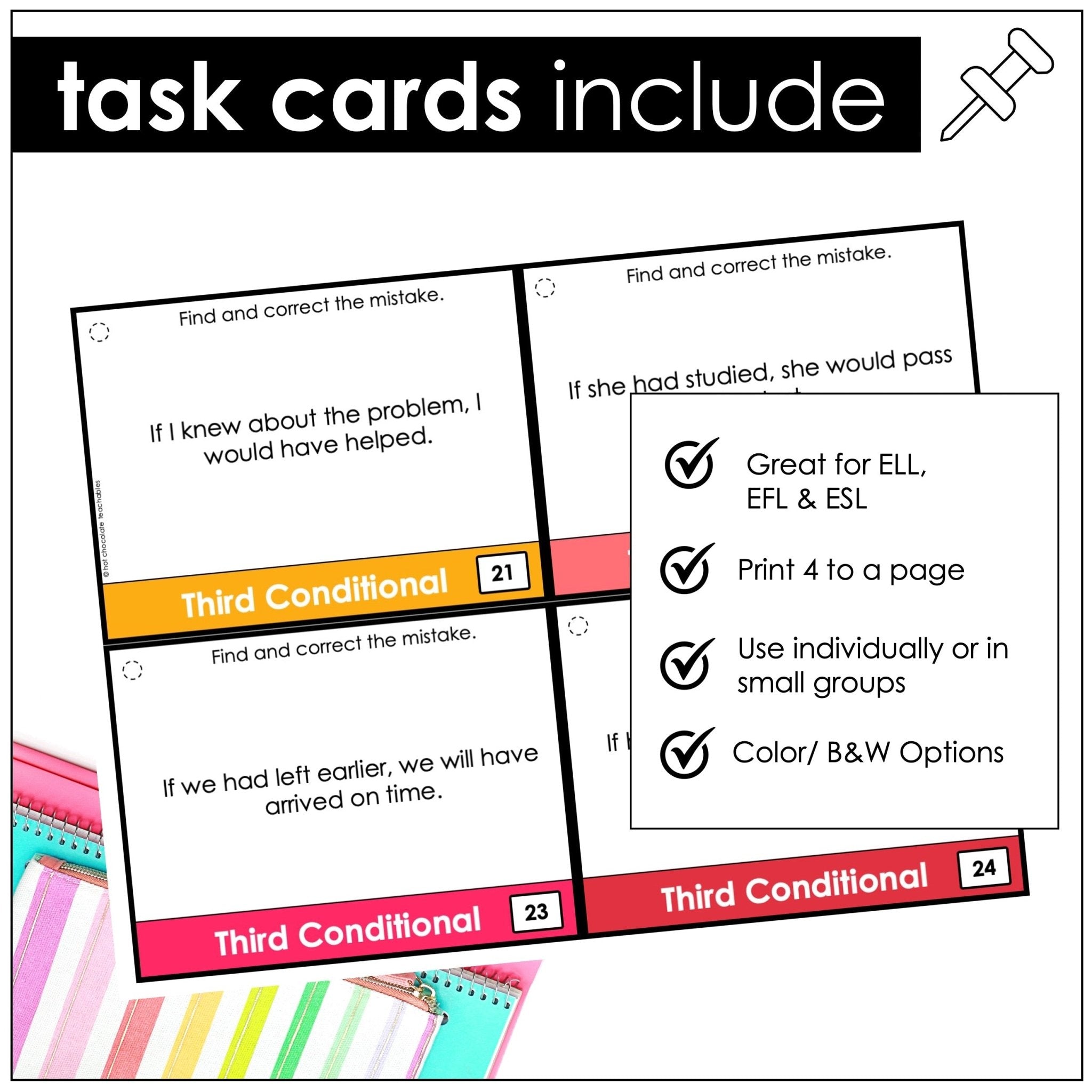 Third Conditional Task Cards – If Clauses Past Conditional Practice (ESL B1–B2) - Hot Chocolate Teachables