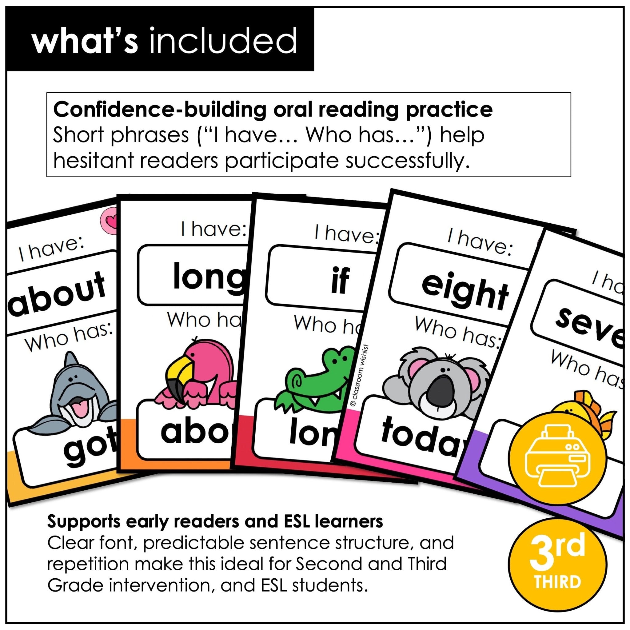 Third Grade Dolch Sight Words I Have, Who Has? – Literacy Center Card Game - Hot Chocolate Teachables