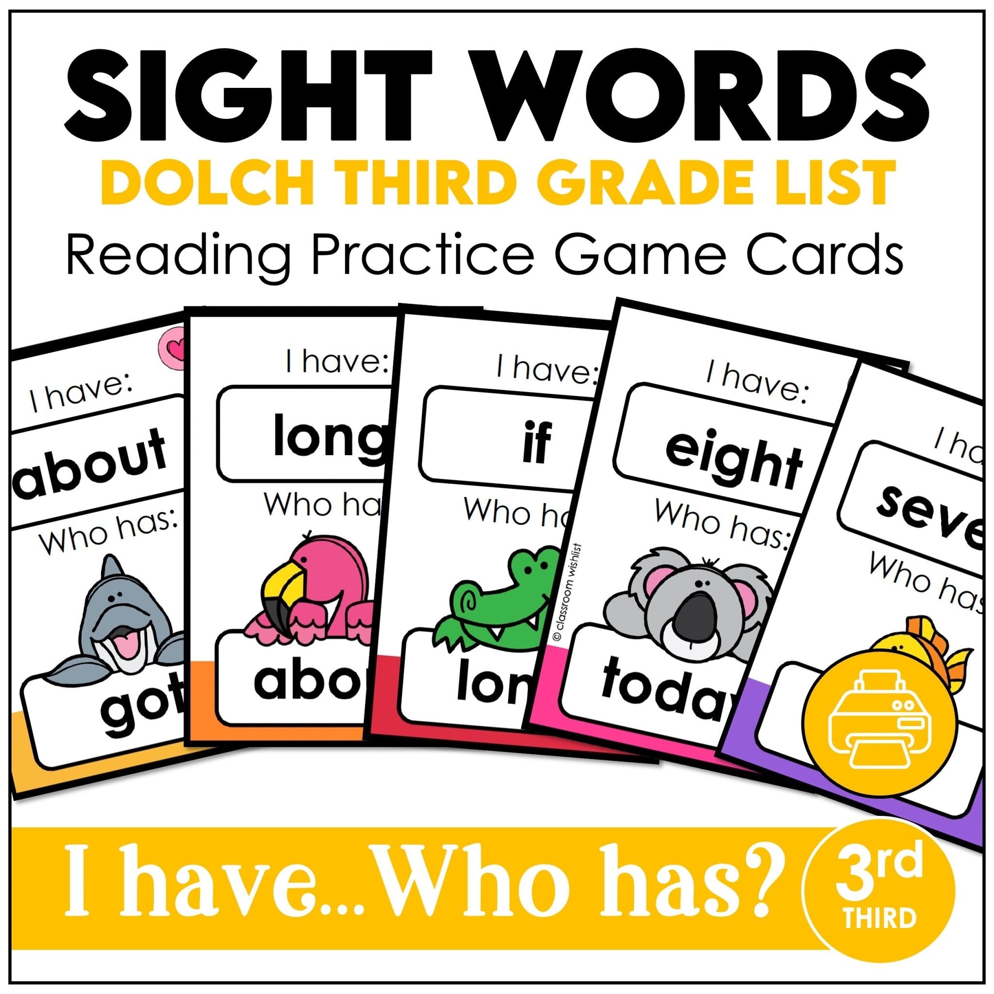 Third Grade Dolch Sight Words I Have, Who Has? – Literacy Center Card Game - Hot Chocolate Teachables