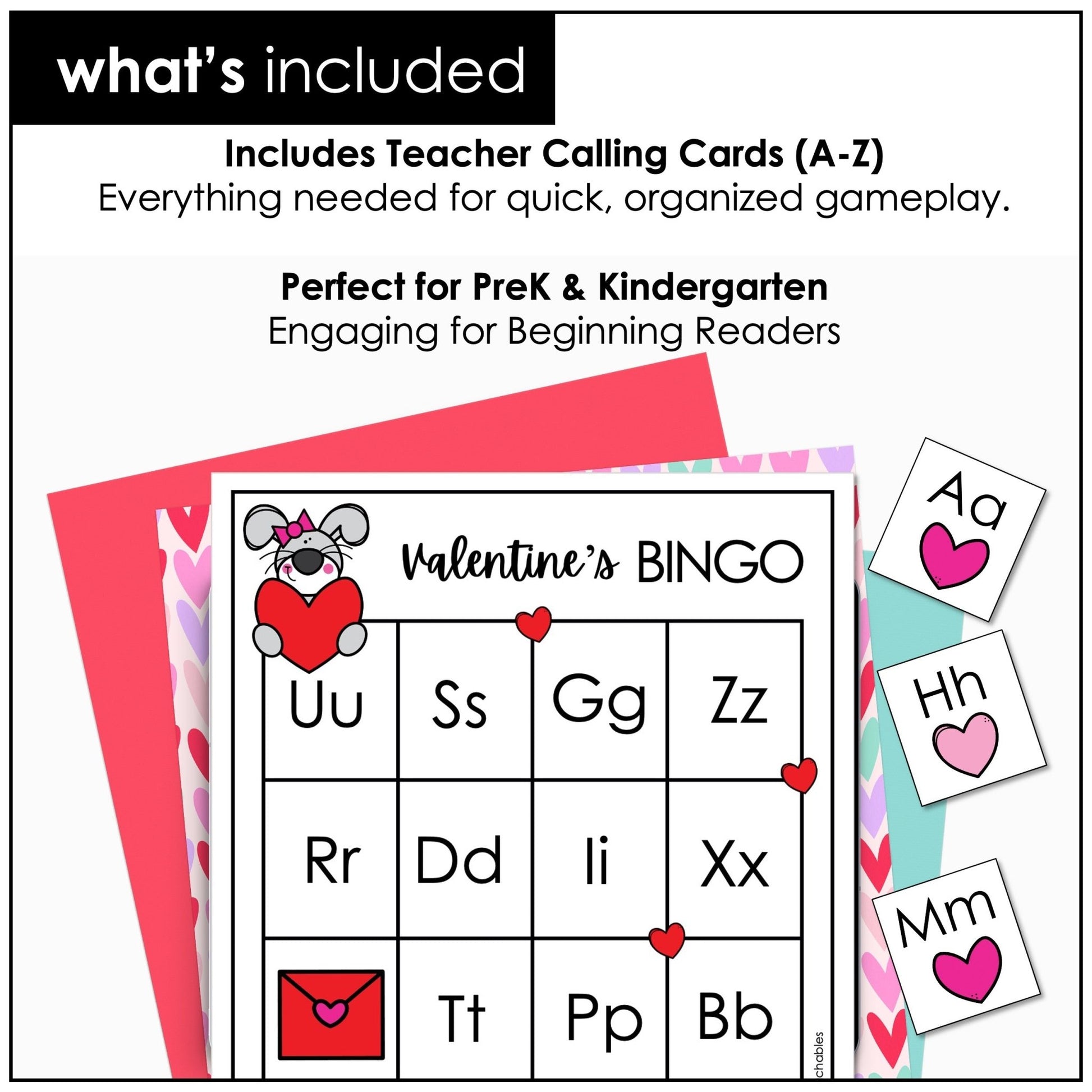 Valentine's Day Alphabet Bingo Game Cards – Uppercase & Lowercase - Hot Chocolate Teachables