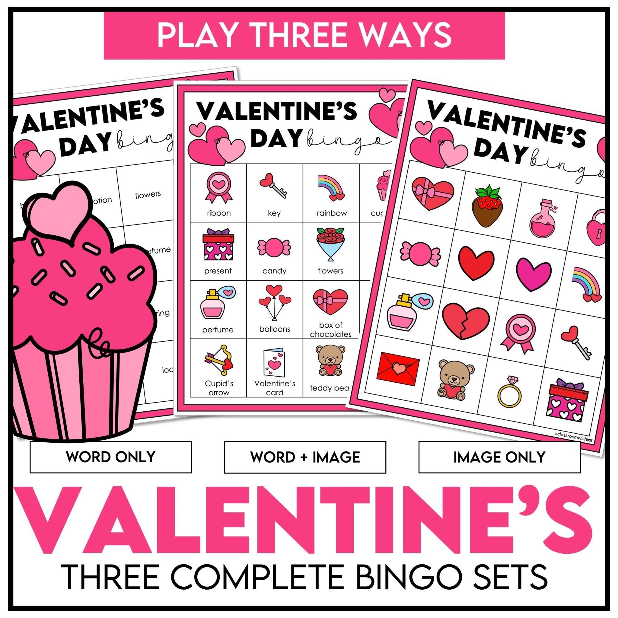 Valentine’s Day Bingo Cards – Vocabulary Game for Grades 1–3 & ESL - Hot Chocolate Teachables