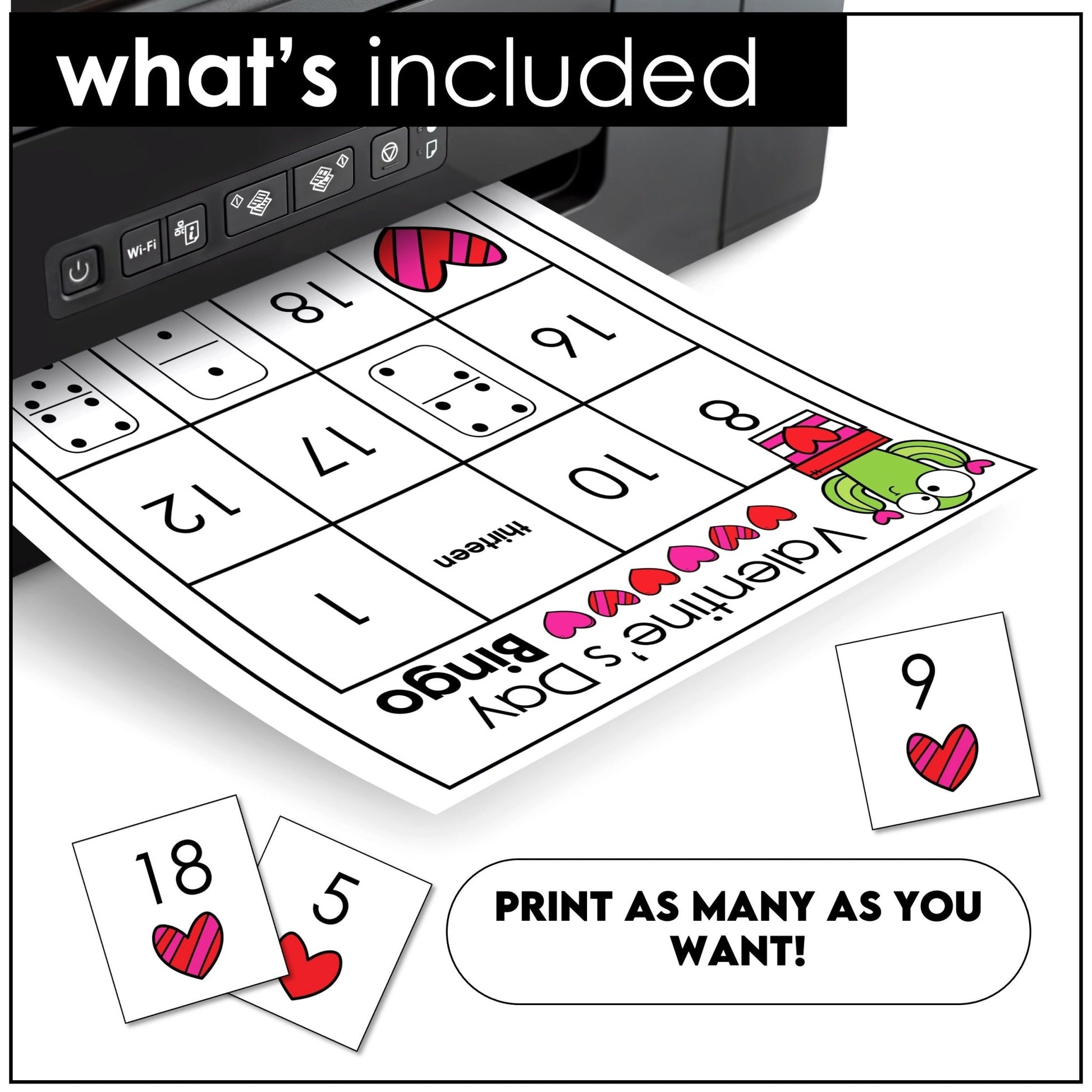 Valentine's Day Number Sense Bingo | Number Recognition from 1 to 20 - Hot Chocolate Teachables