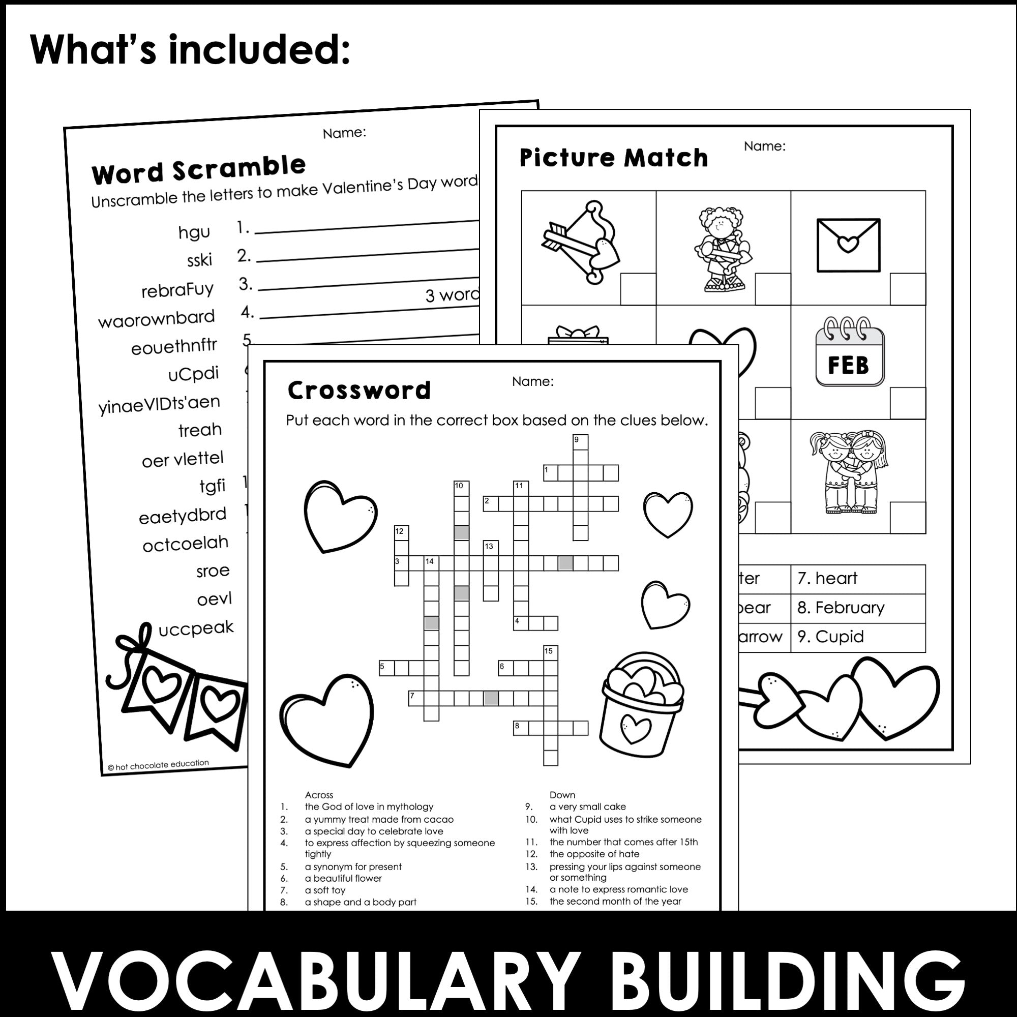Valentine's Vocabulary Pack - Hot Chocolate Teachables