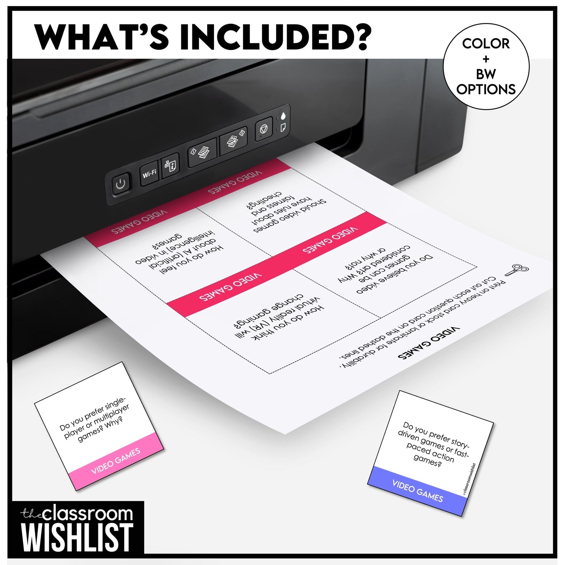 Video Games Conversation Cards | 60 ESL Question Prompts | Middle & High School - Hot Chocolate Teachables