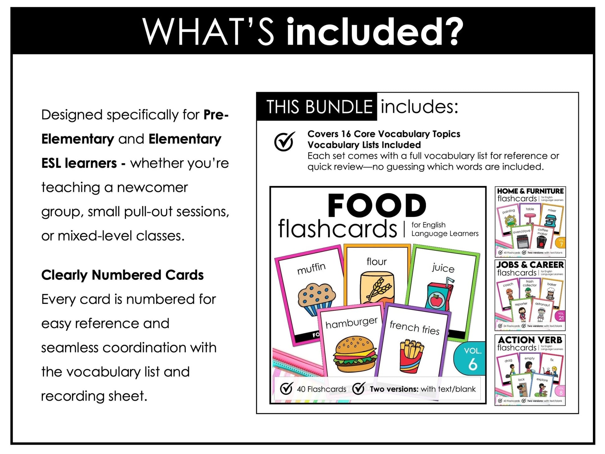 Vocabulary Flashcard Bundle for ESL ELL ELD - Task Card - Flash Card Toolkit - Hot Chocolate Teachables