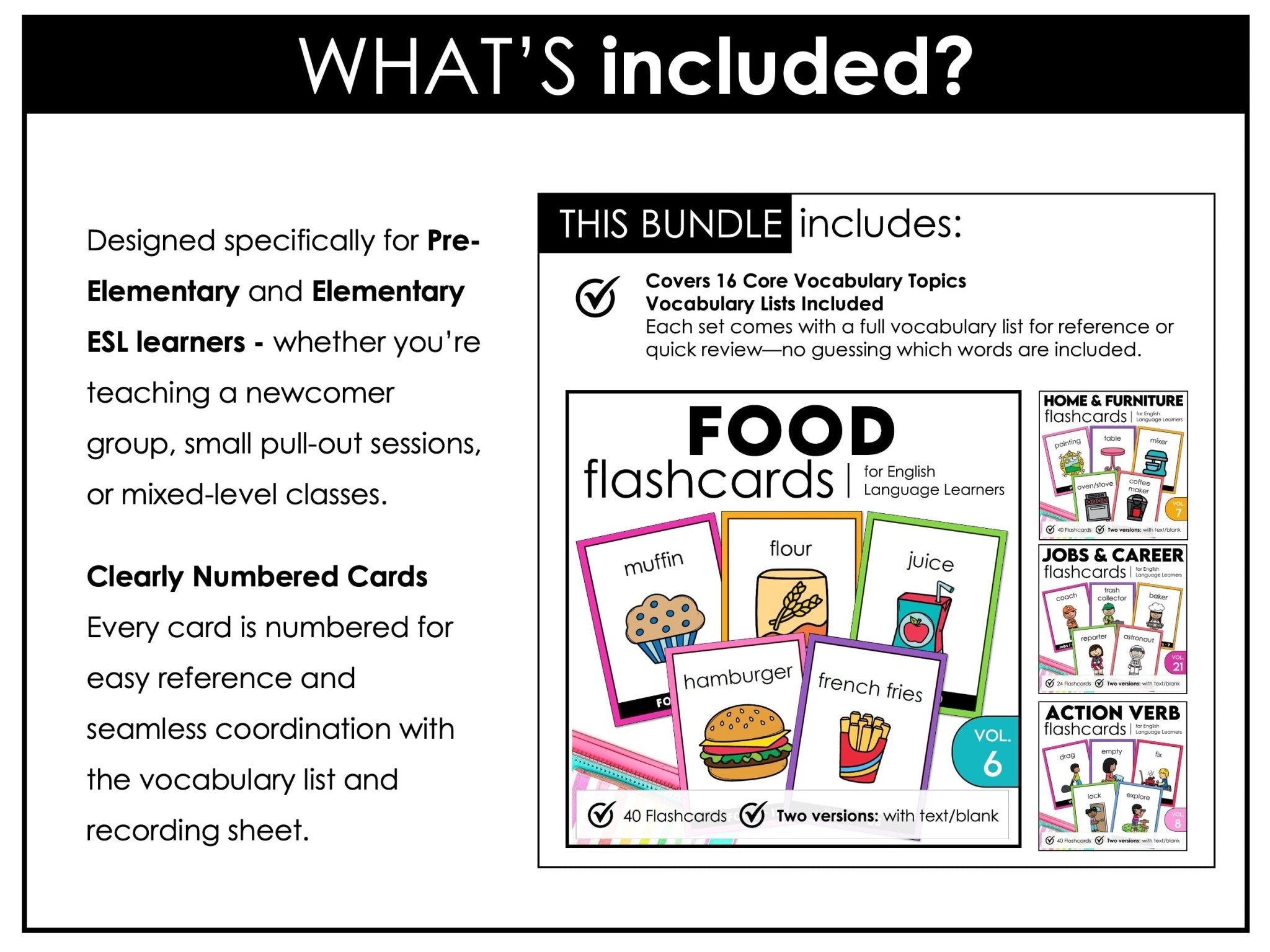 Vocabulary Flashcard Bundle for ESL ELL ELD - Task Card - Flash Card Toolkit - Hot Chocolate Teachables