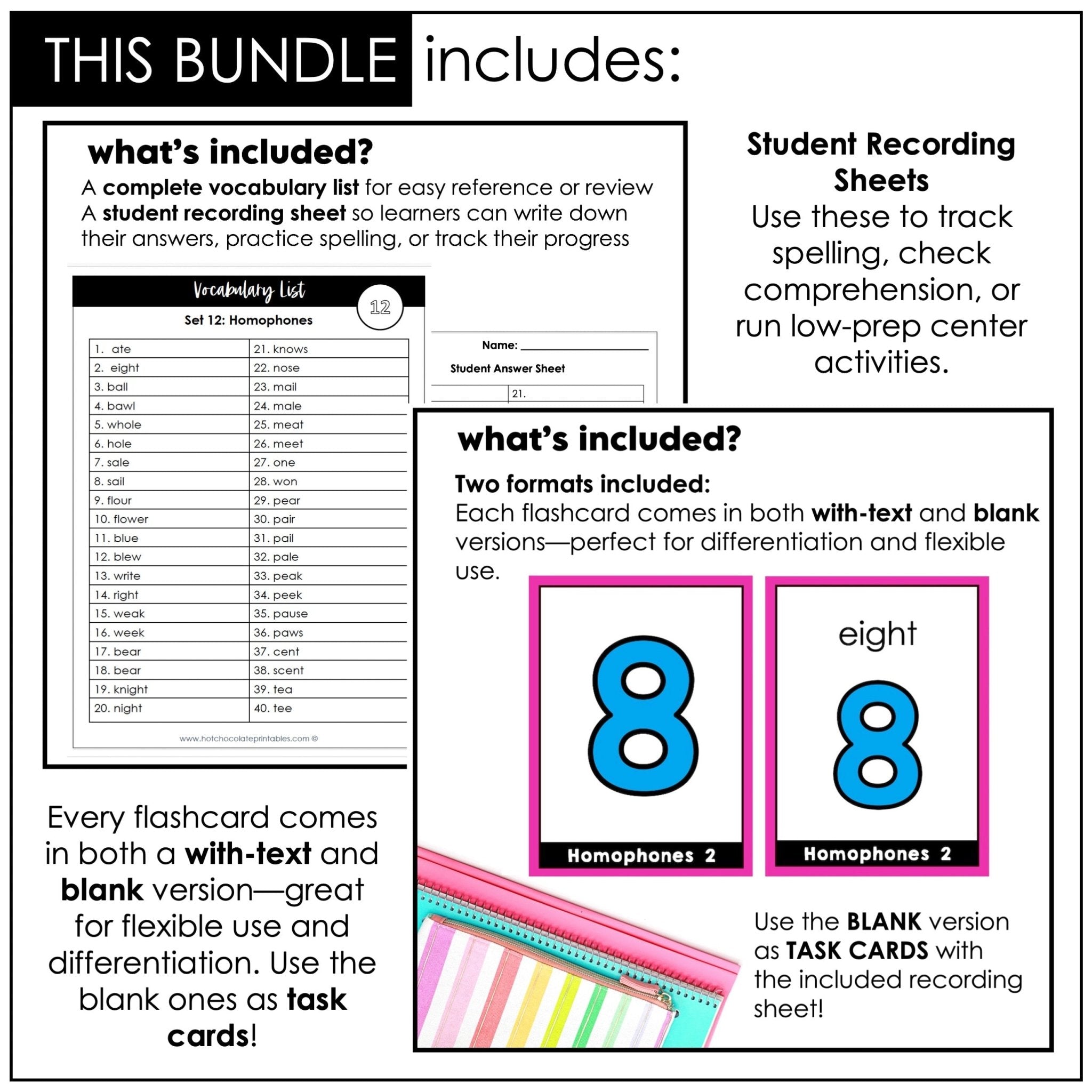 Vocabulary Flashcard Bundle for ESL ELL ELD - Task Card - Flash Card Toolkit - Hot Chocolate Teachables