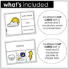 Weather and Seasons Vocabulary CLIP CARD matching activity task cards - Hot Chocolate Teachables