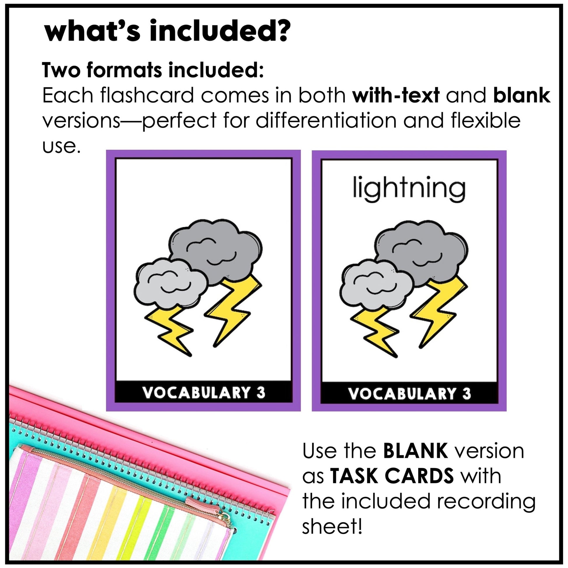 Weather & Seasonal Vocabulary Flash cards | ESL Task Cards - Holidays - Hot Chocolate Teachables