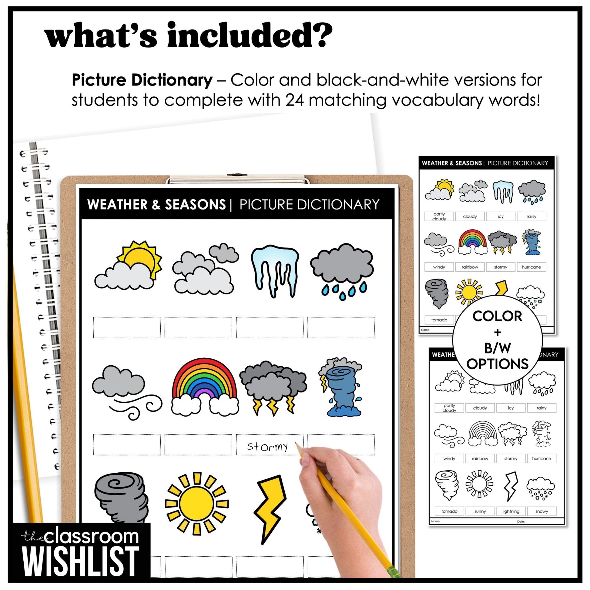 Weather & Seasons Bundle | Digital + Print Flash Cards & Picture Dictionary - Hot Chocolate Teachables
