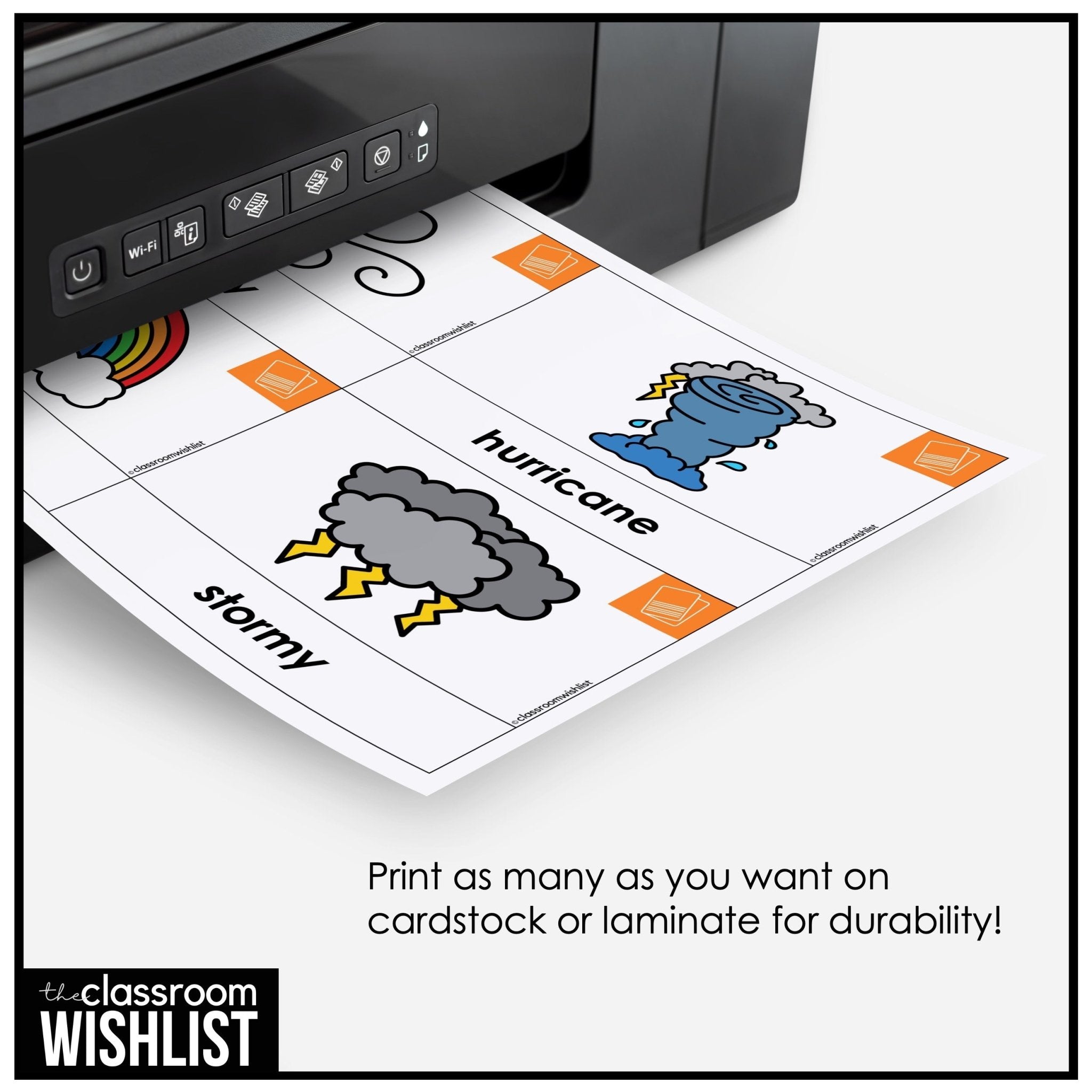 Weather & Seasons Vocabulary ESL Flashcard Pack: Flash Cards & Visual Dictionary - Hot Chocolate Teachables