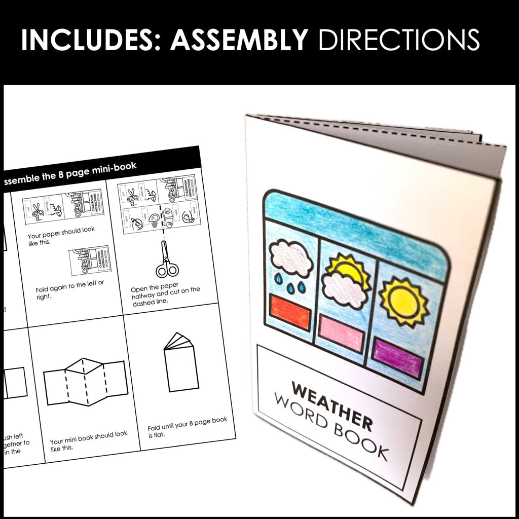 Weather Vocabulary Mini-Book | Basic Climate Vocabulary Picture Dictionary - Hot Chocolate Teachables